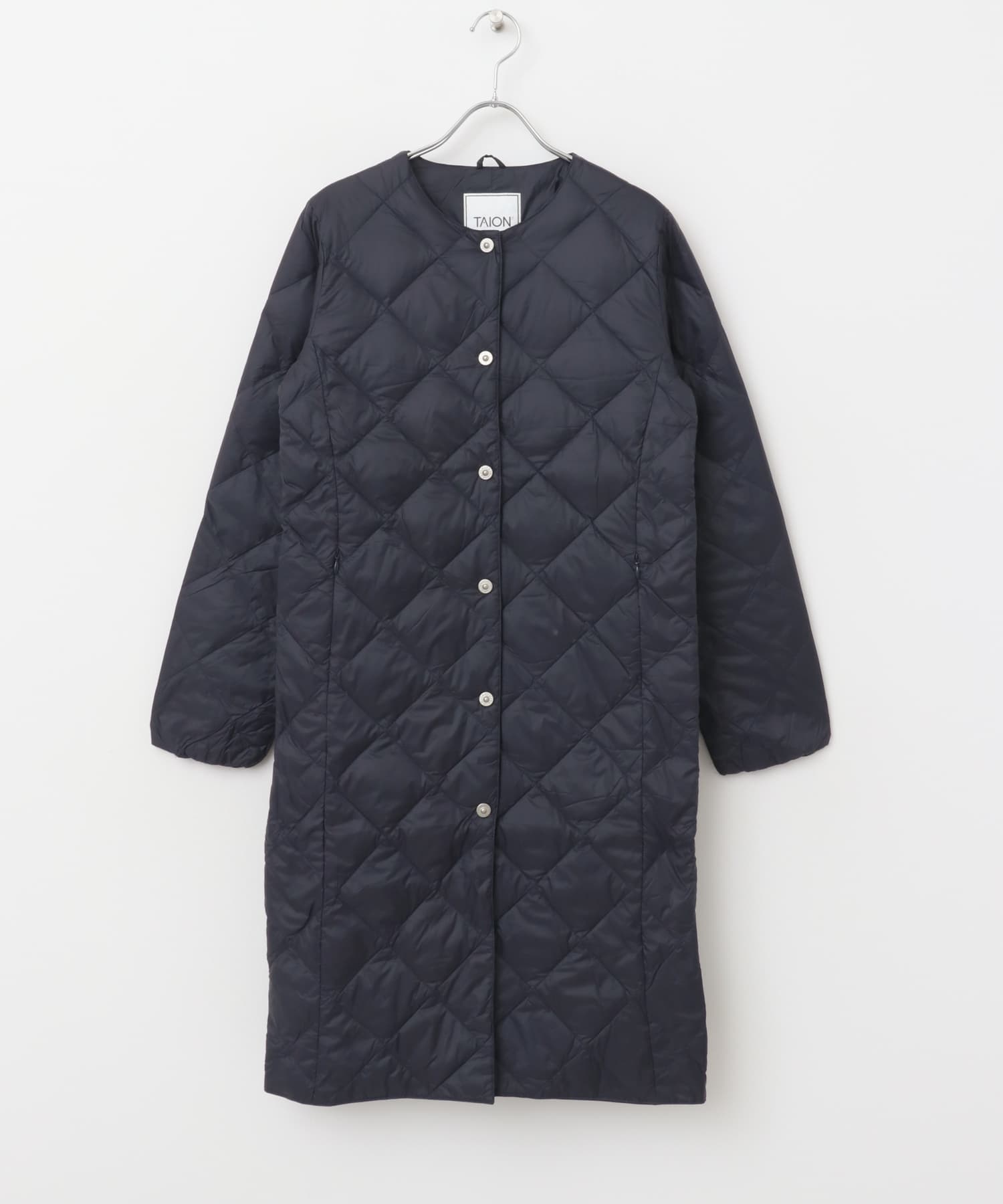 TAION　CREW NECK LONG DOWN COAT DNAVY M