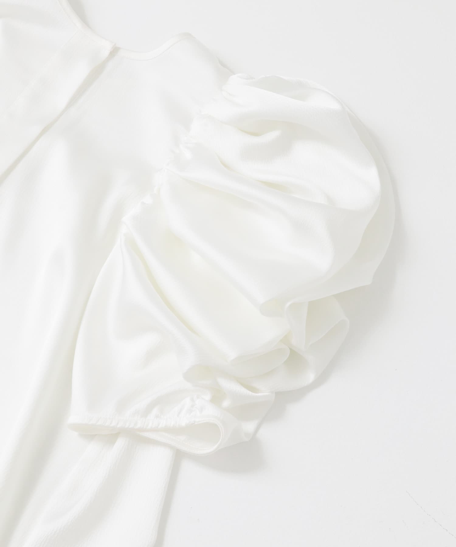 【美品】ヨリ ボリュームパフスリーブブラウス 異素材 カットソー 白 ホワイト ヨリ ボリュームパフスリーブブラウス 異素材 カットソー 白