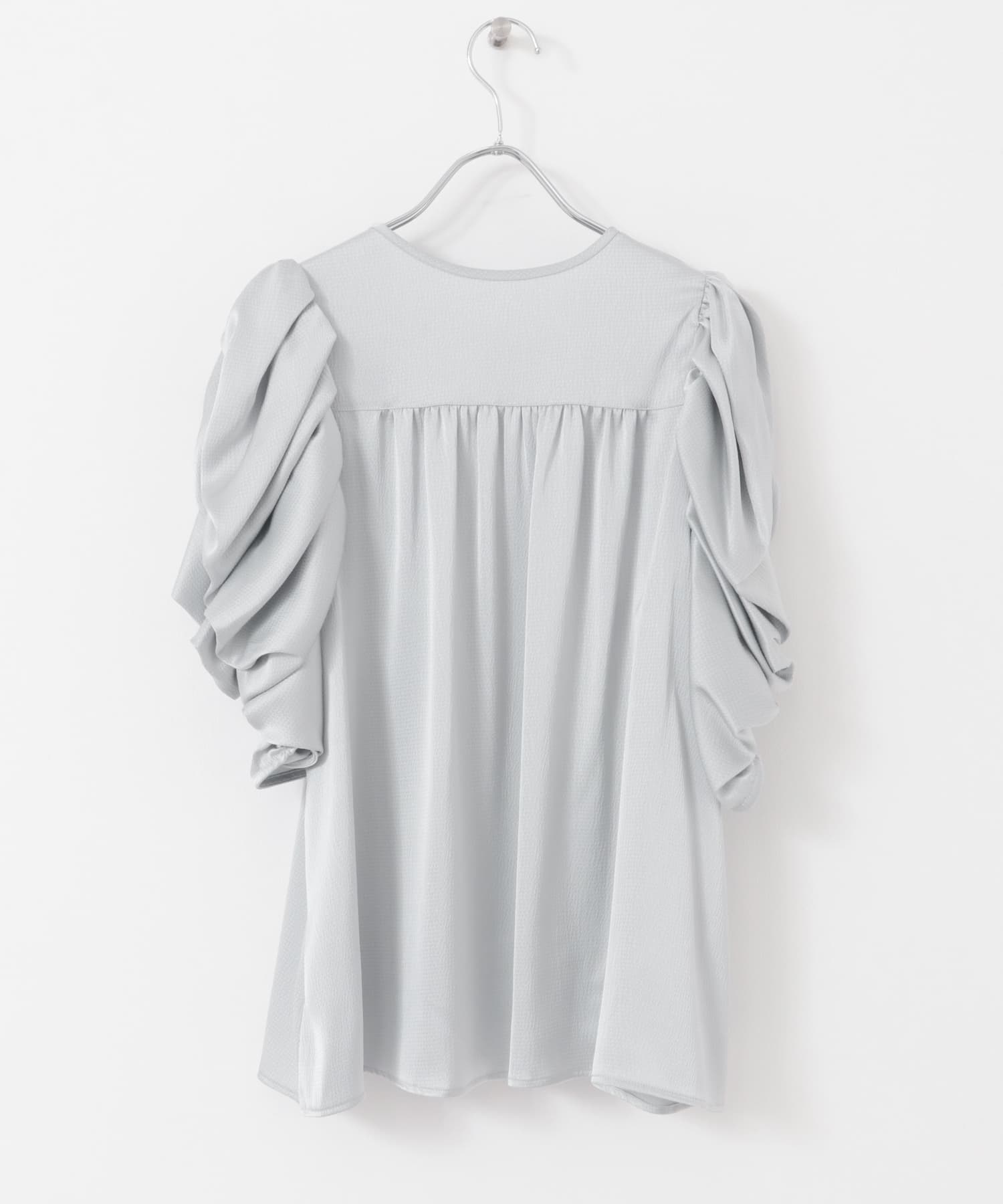 【美品】ヨリ ボリュームパフスリーブブラウス 異素材 カットソー 白 ホワイト ヨリ ボリュームパフスリーブブラウス 異素材 カットソー 白