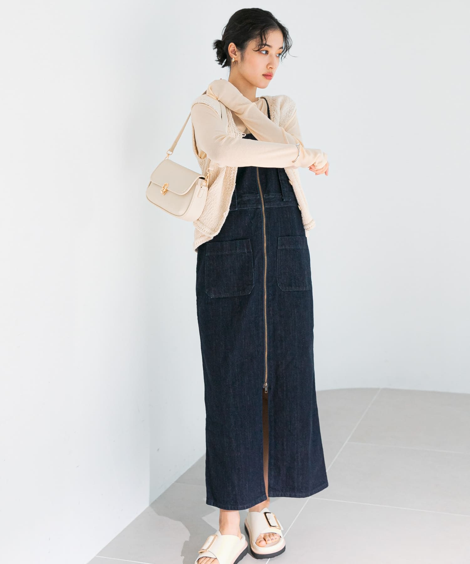 別注』Lee×ROSSO ILINE SALOPETTE SKIRT(S BKONEWASH): ワンピース