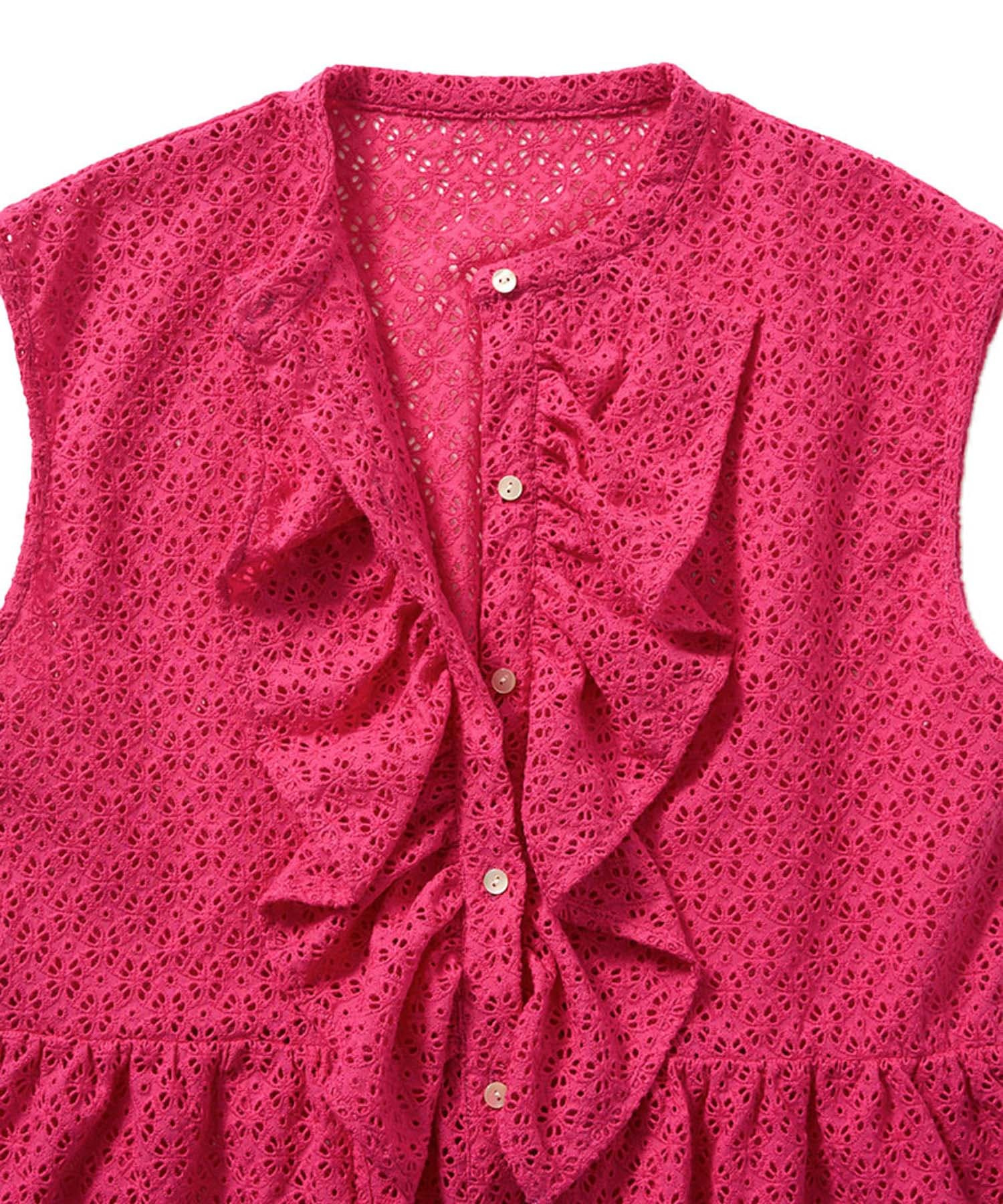 Mewl　アイレットレースブラウス PINK FREE