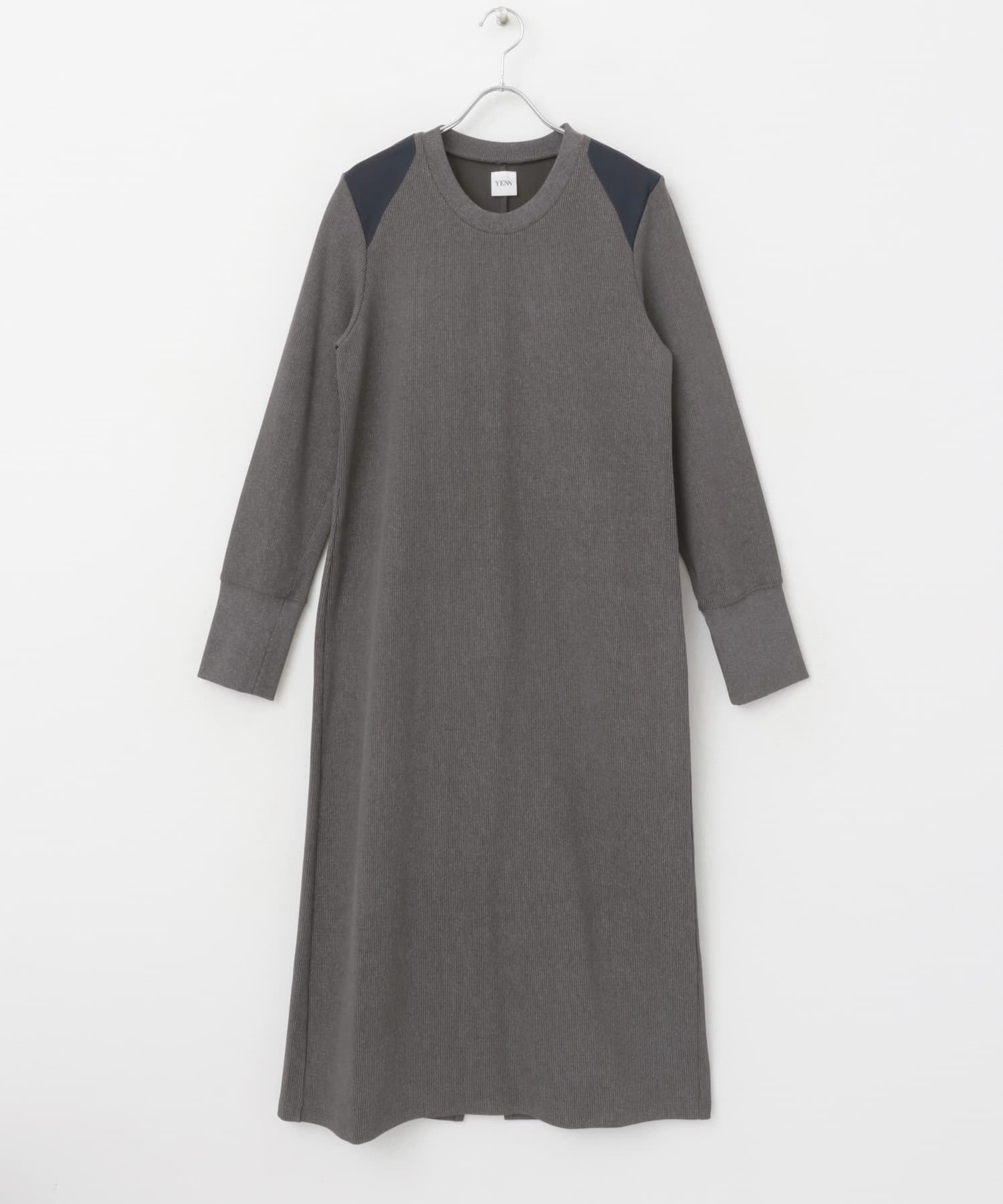 YENN　FADED RIB DRESS CHARCOAL FREE
