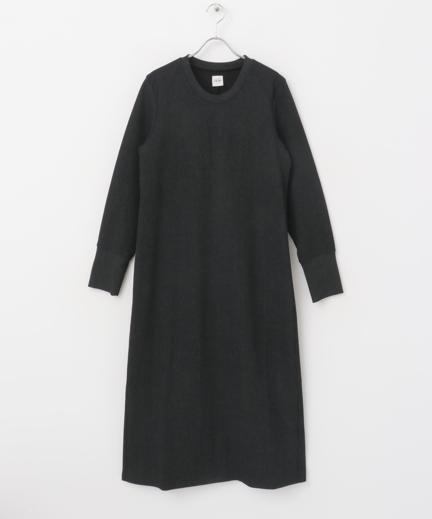 YENN　FADED RIB DRESS BLACK FREE