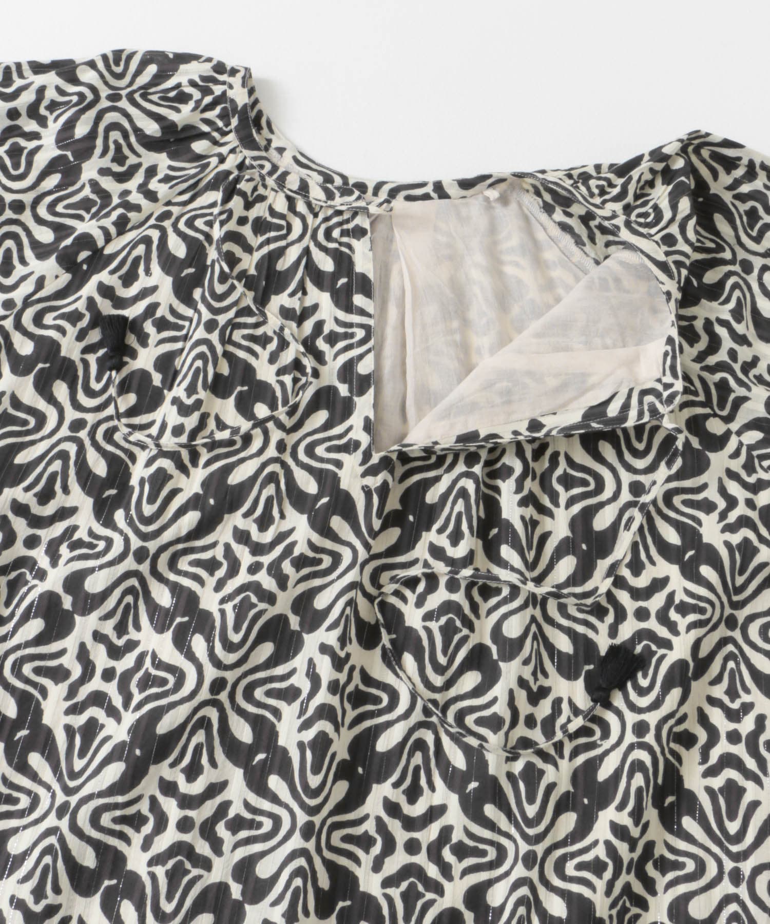 sara mallika COTTON LUREX RIPPLE PRINT DRESS(S BLUE