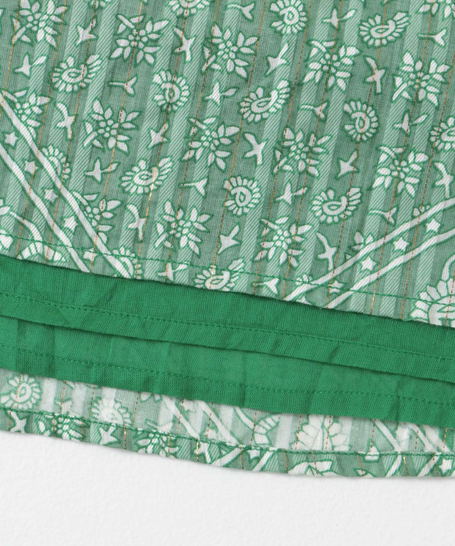 sara mallika　COTTON LUREX SCARF PRINT DRESS GREEN S