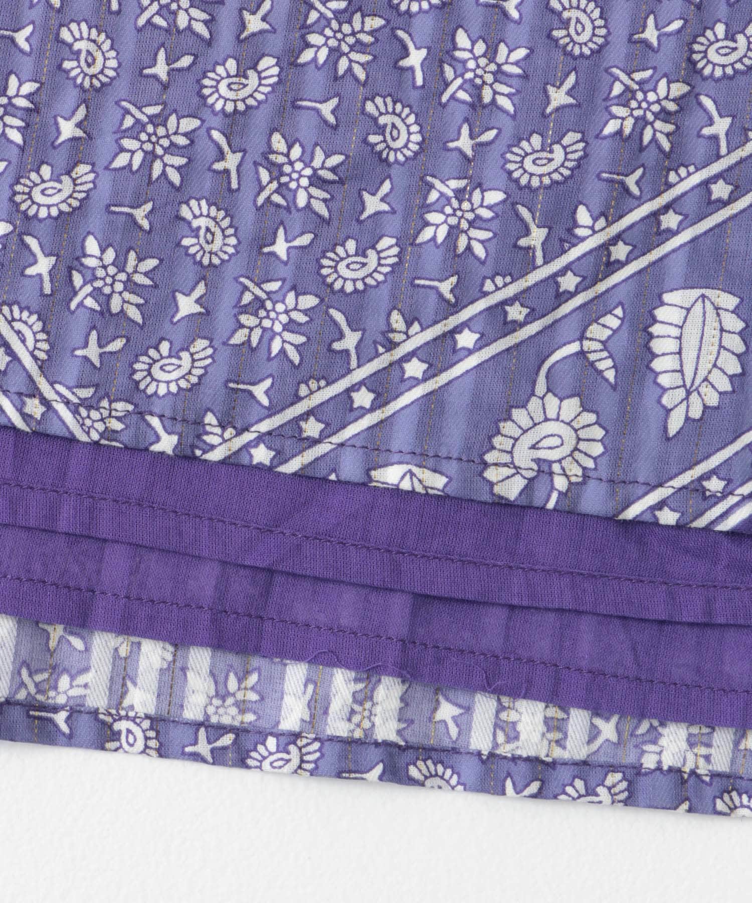 sara mallika　COTTON LUREX SCARF PRINT DRESS BLUE S