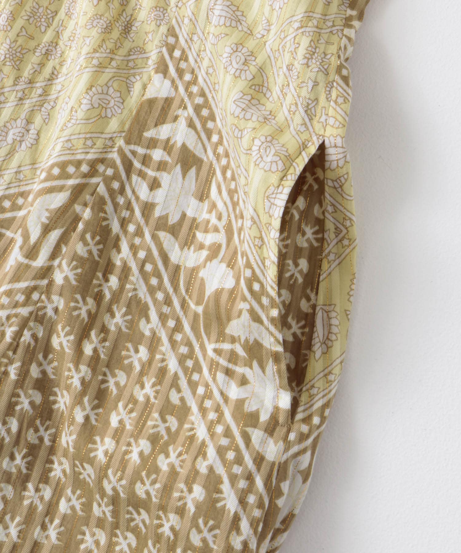 sara mallika　COTTON LUREX SCARF PRINT DRESS YELLOW S