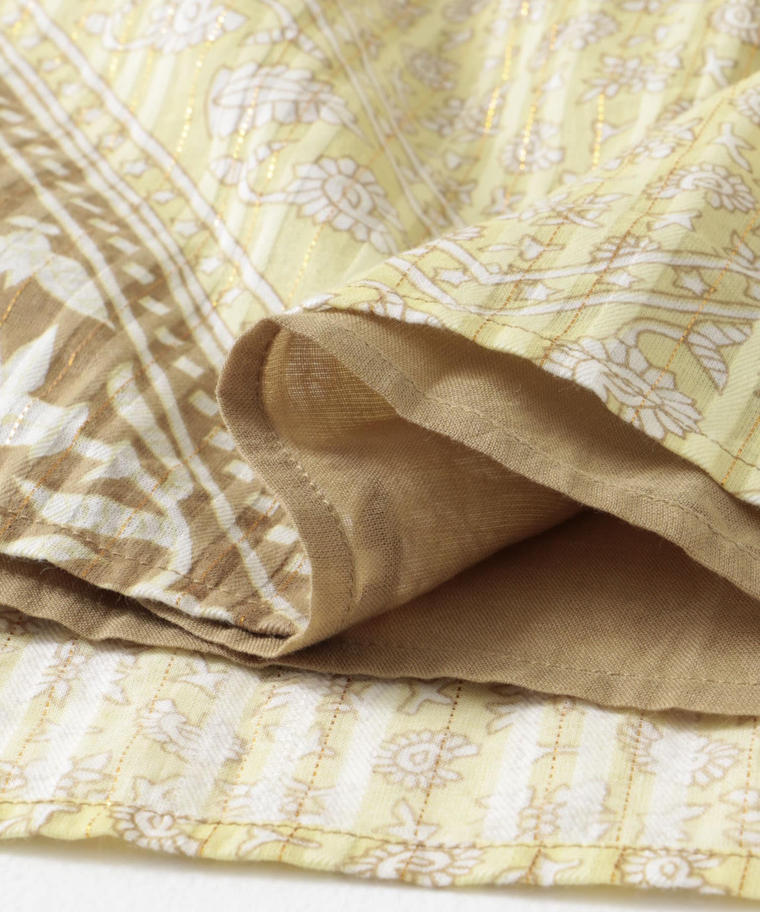 sara mallika　COTTON LUREX SCARF PRINT DRESS YELLOW S
