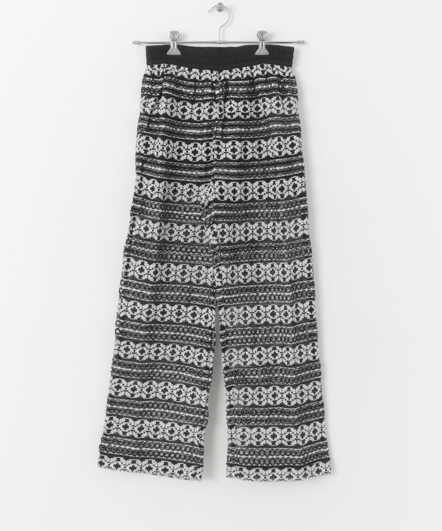 sara mallika　COTTON BORDER LACE PANTS BLACK S
