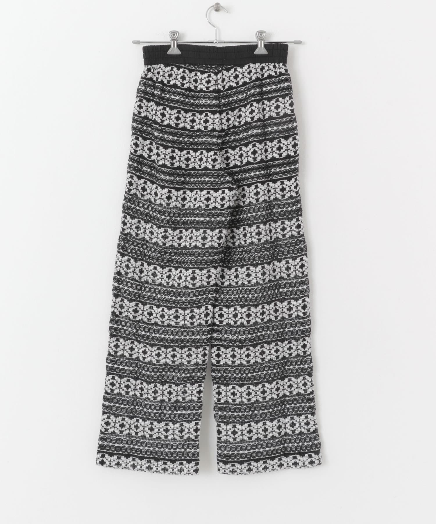 sara mallika　COTTON BORDER LACE PANTS BLACK S