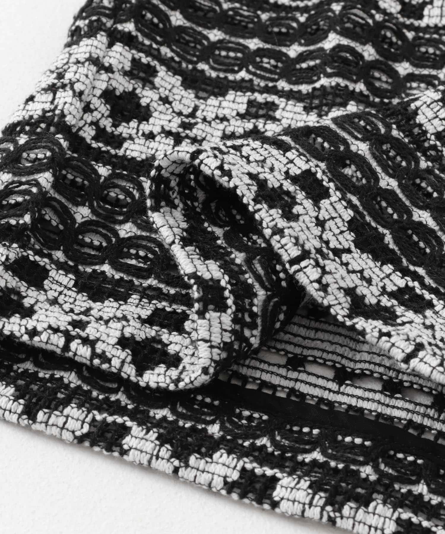 sara mallika　COTTON BORDER LACE PANTS BLACK S