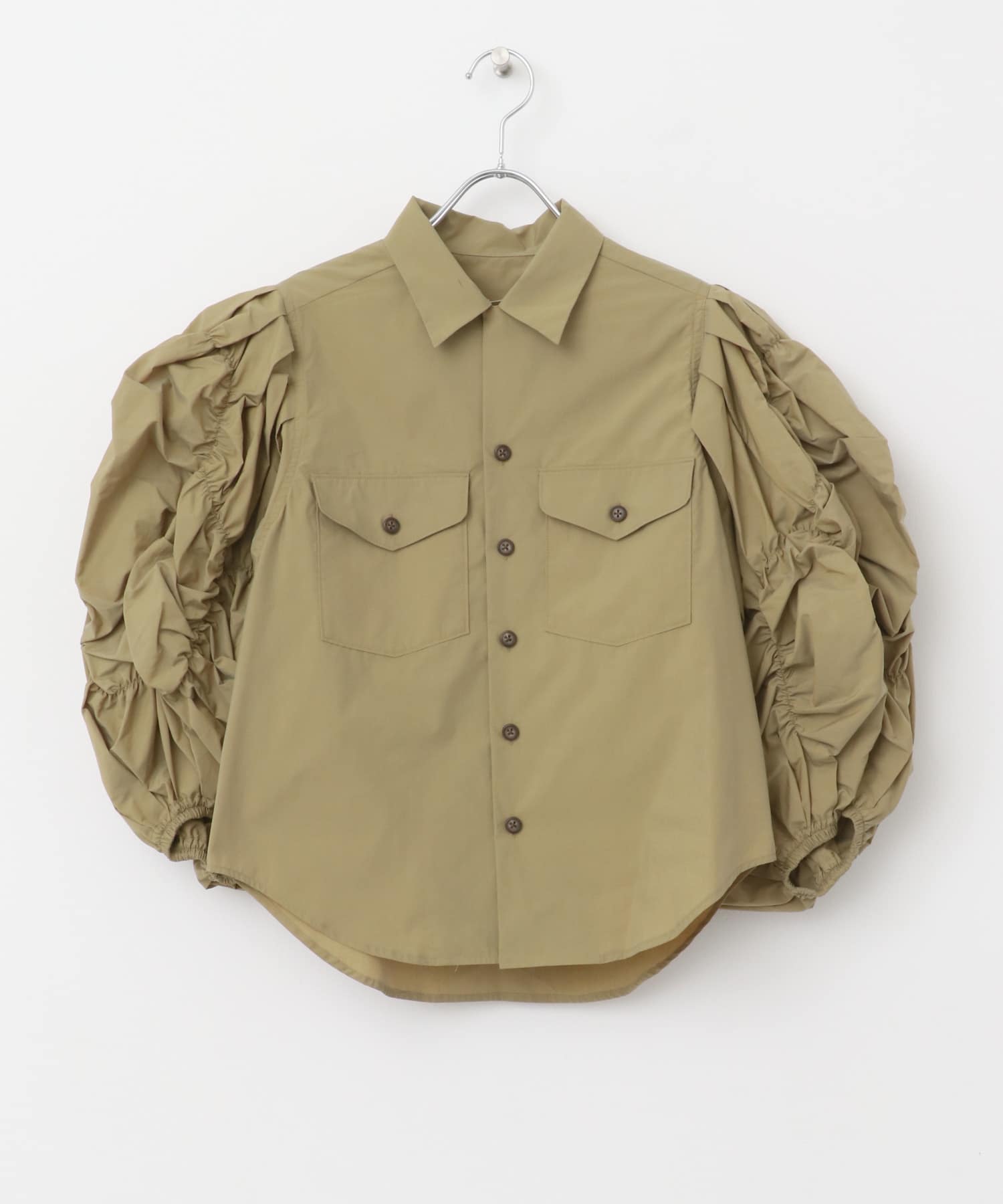 leinwande　Flower Babble Work Shirts Khaki FREE