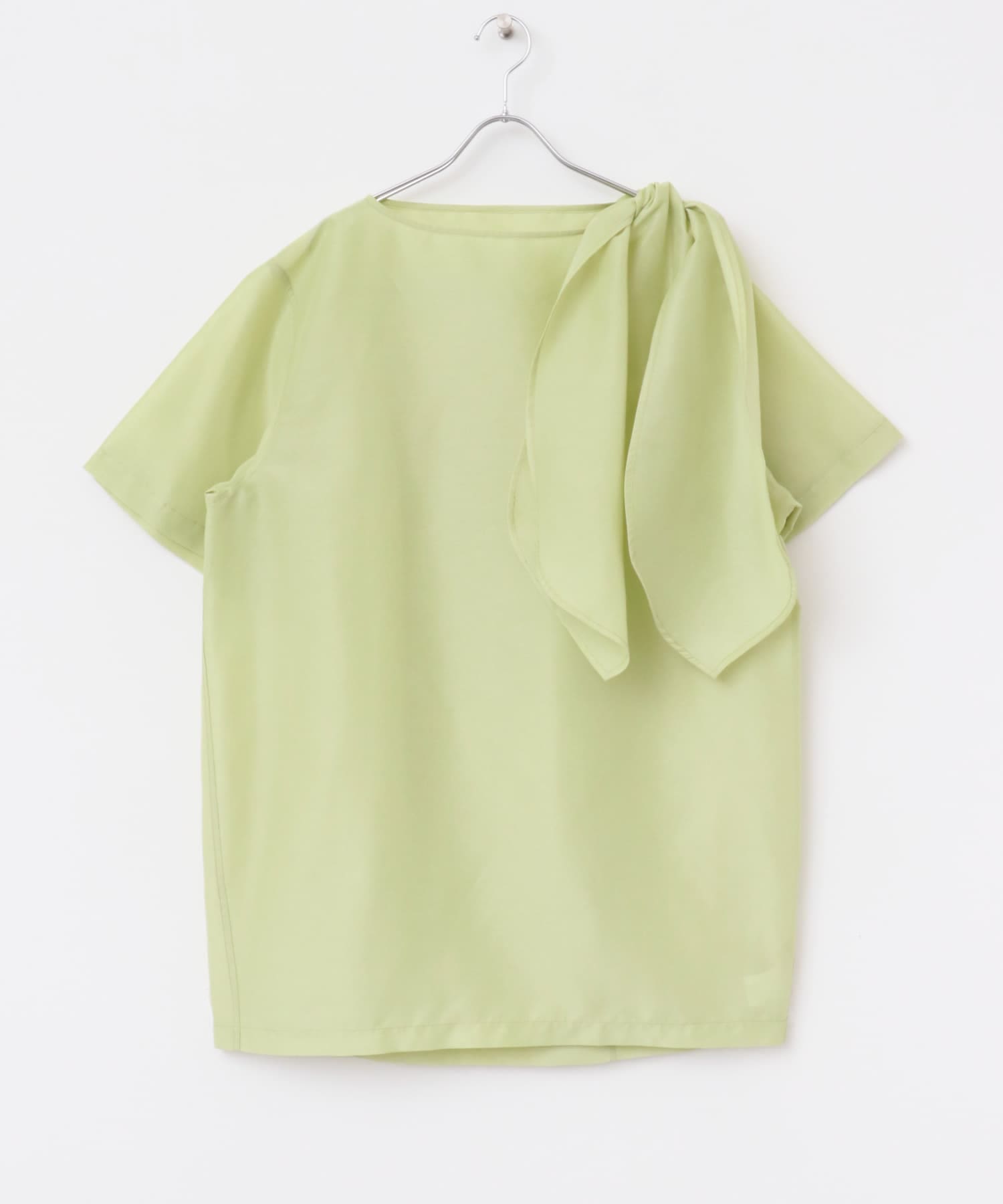 leinwande　Ribbon Organdy Mini Dress Lime FREE