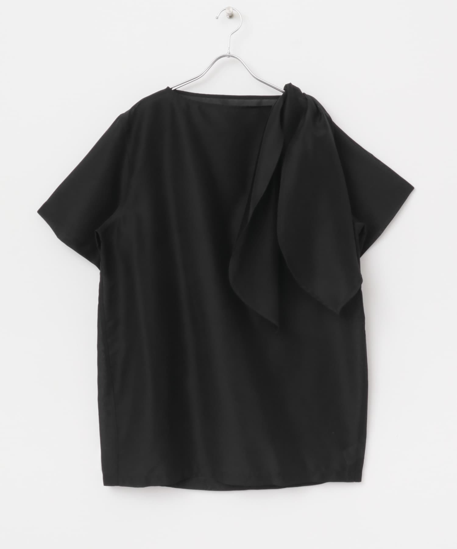 leinwande　Ribbon Organdy Mini Dress Black FREE