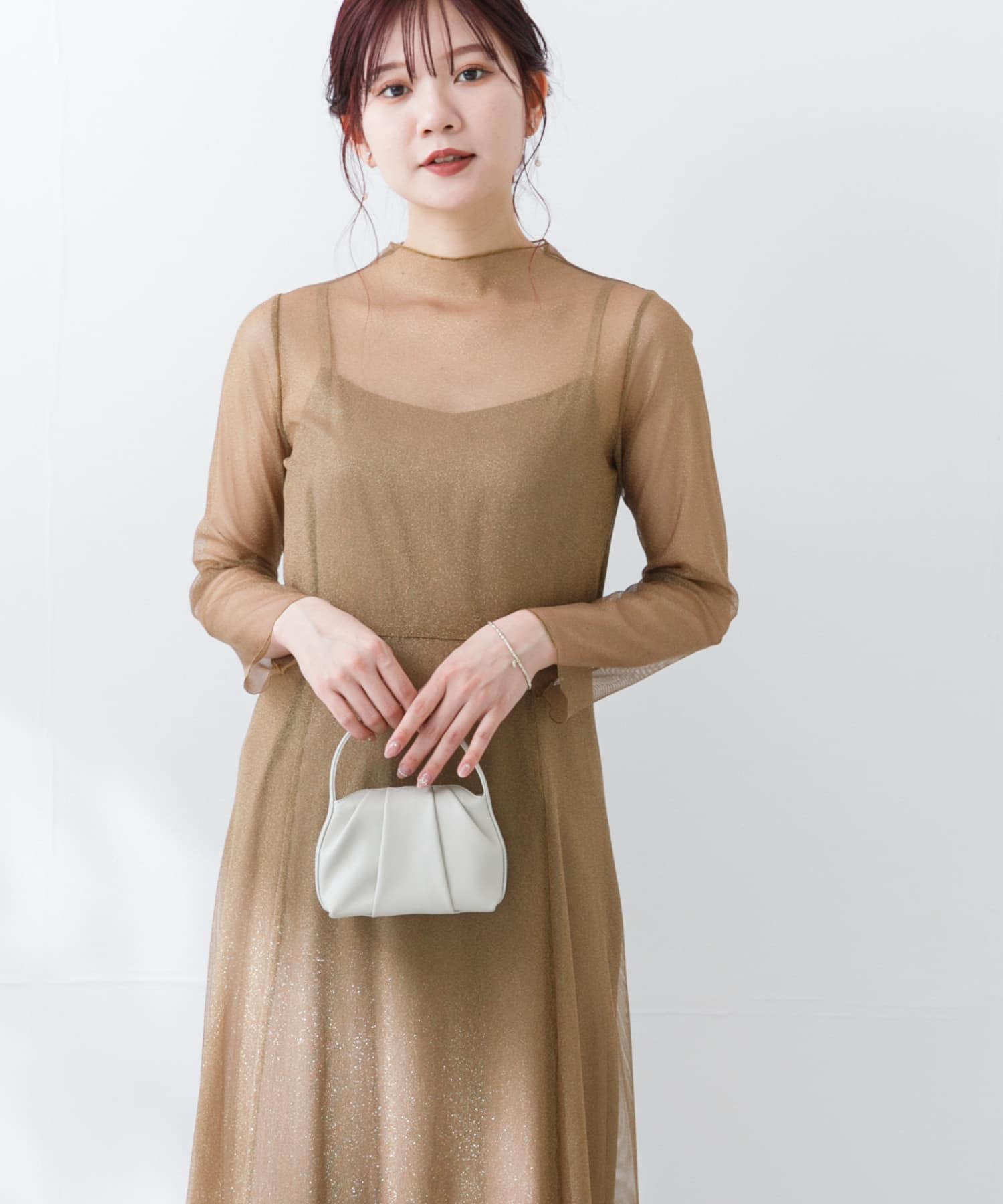 別注』kaene×ROSSO スパンコールレースドレス(38 mintbeige): ドレス