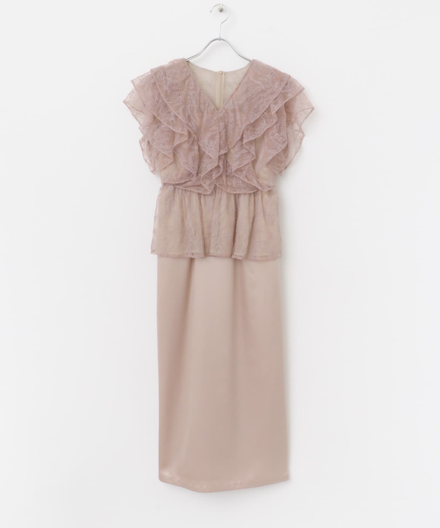 kaene　レースフリルドッキングドレス lavender 36