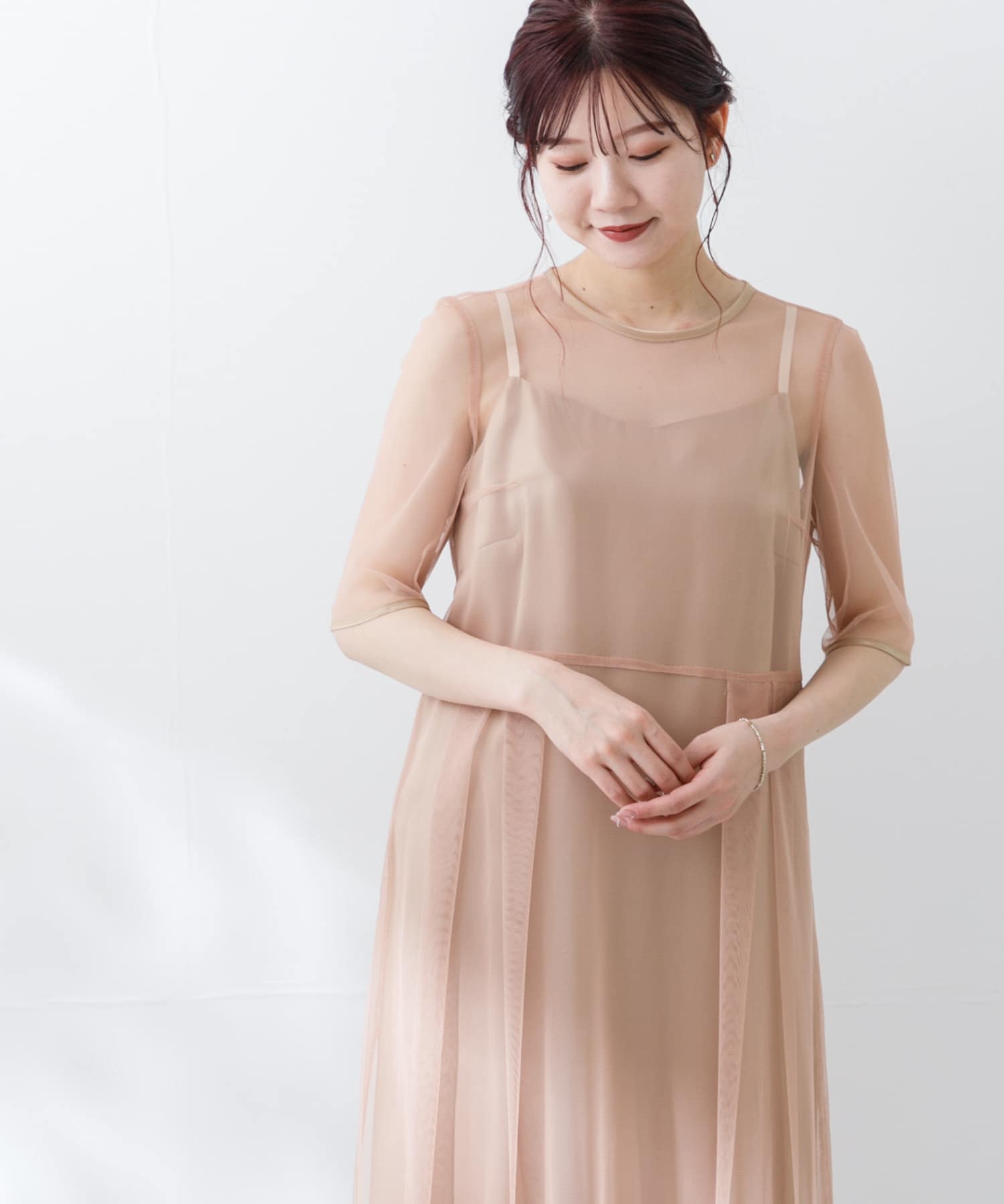 kaene シャンブレーキャミドッキングドレス(sh)(36 orange