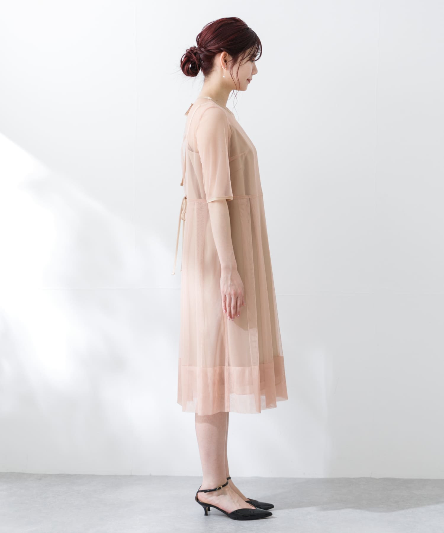 kaene シャンブレーキャミドッキングドレス セール】kaene/シャンブレーキャミドッキングドレス（ワンピース