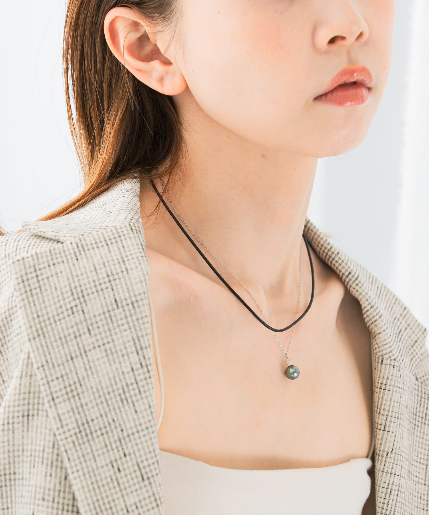 Favorible　Black Pearl Combi Necklace