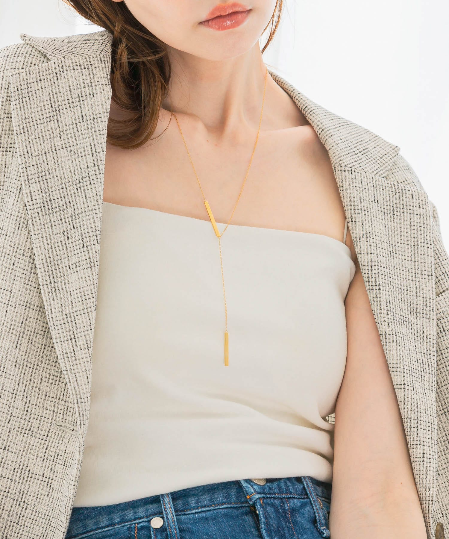 Favorible　Bar Motif Lariat GOLD FREE