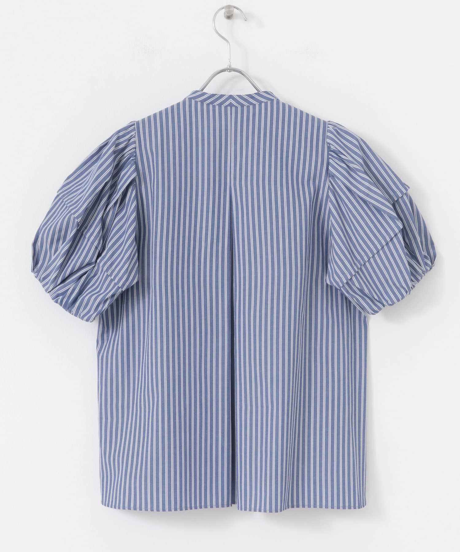 MARILYN MOON　Modern tuck frill volume blouse NAVYWHITE FREE