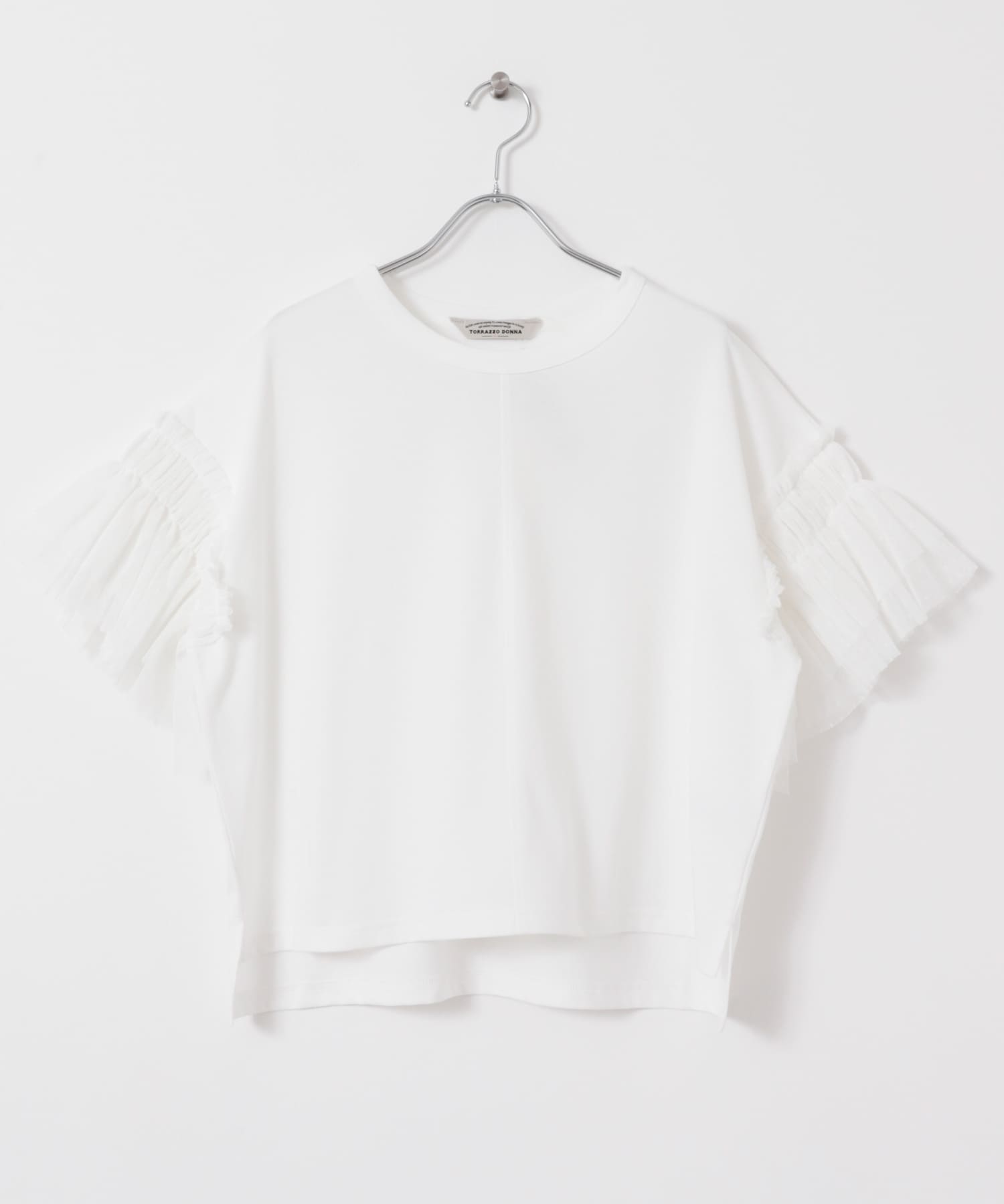 TORRAZZO DONNA　Mesh sleeve T-shirts WHITE FREE