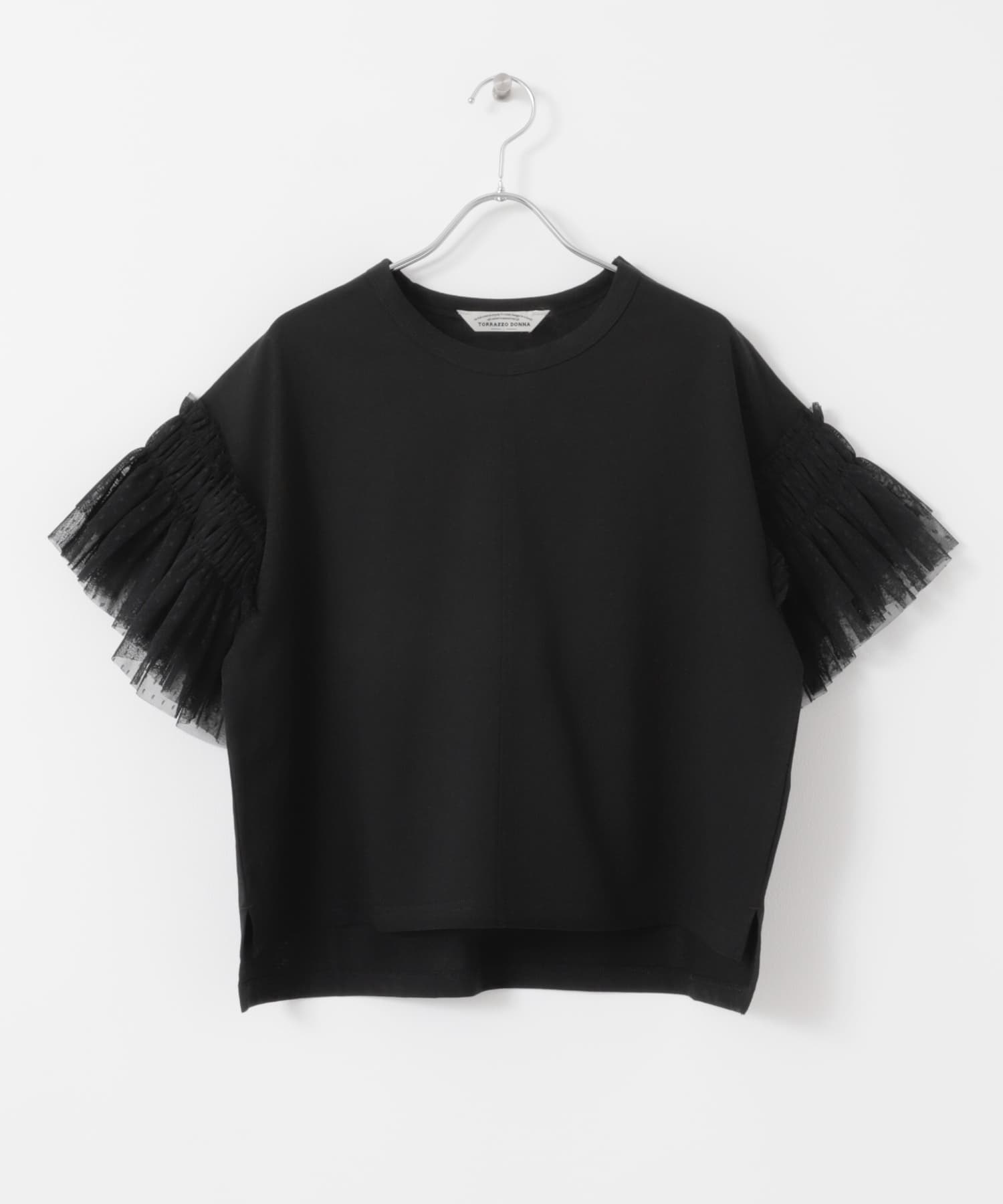 TORRAZZO DONNA　Mesh sleeve T-shirts BLACK FREE