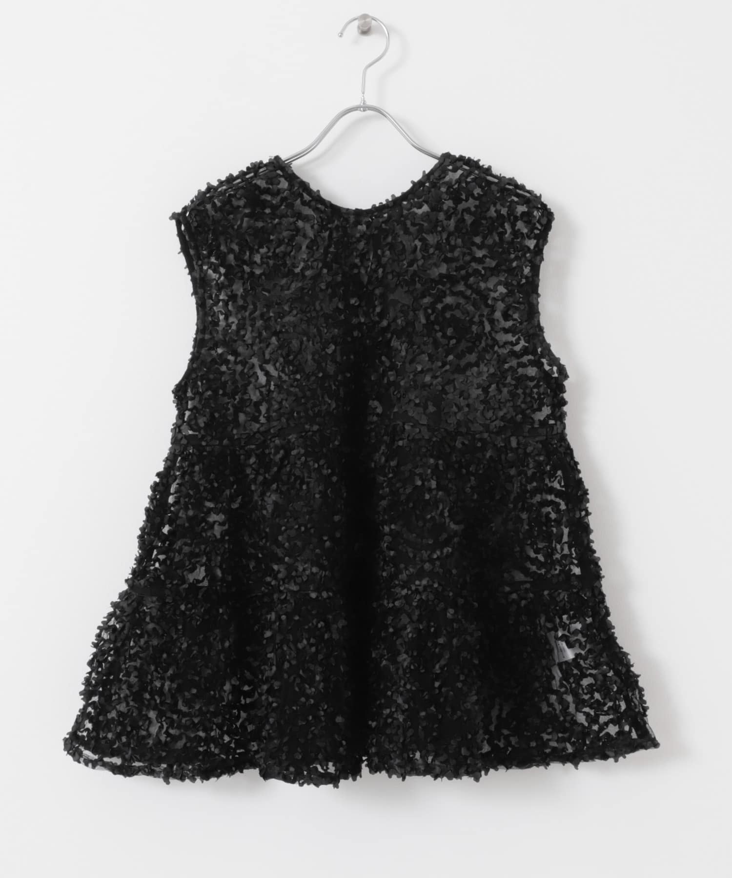 TORRAZZO DONNA　Floral sheer tops BLACK FREE