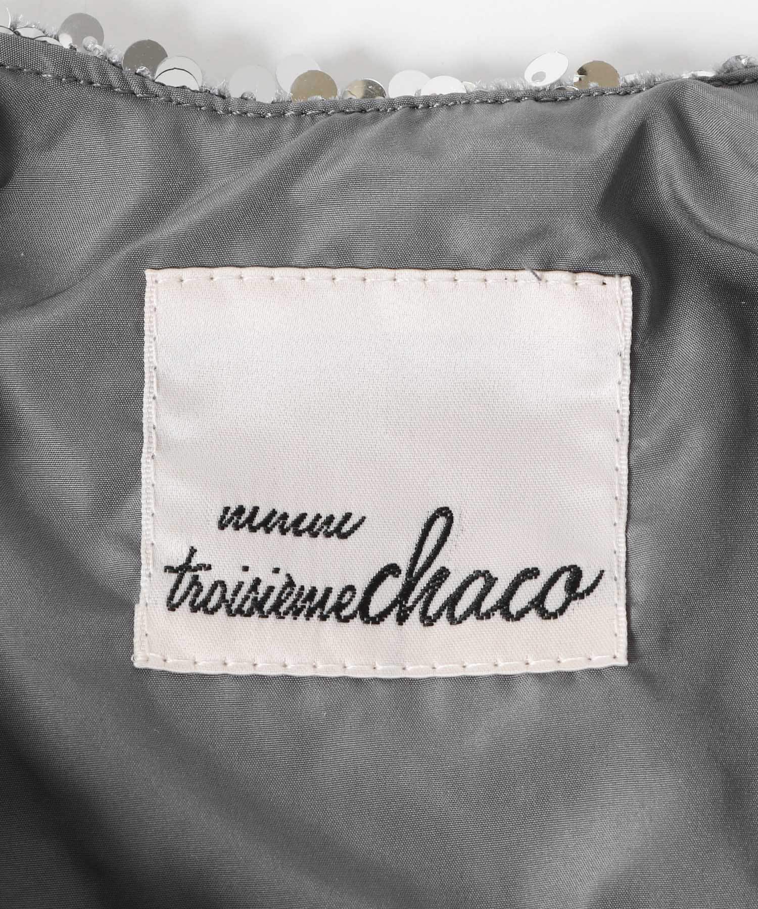 troisiemechaco　スパンコールバッグ silver FREE