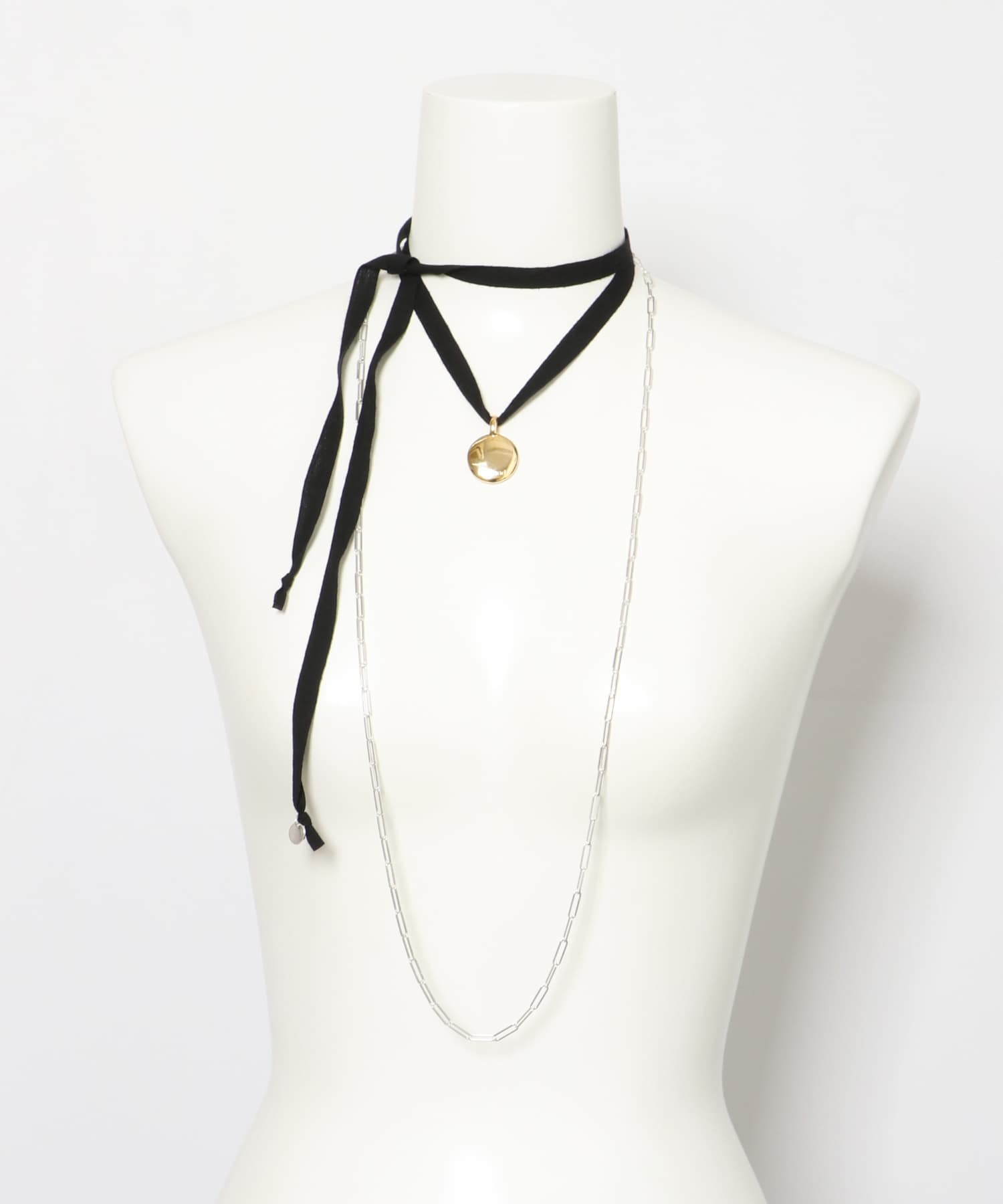 in mood　MEDAL/2P necklace svbk -0