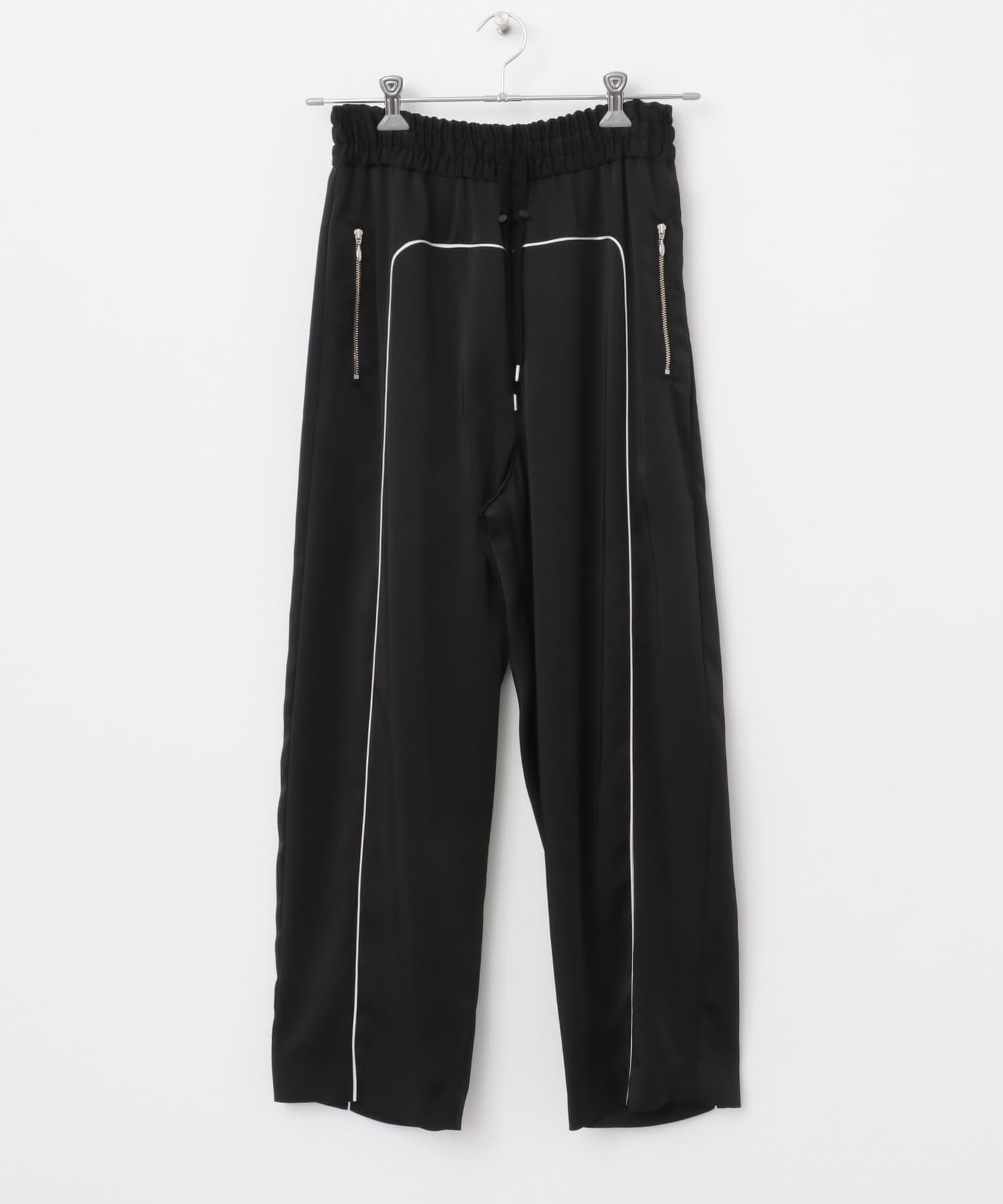 PROTAGONISTA　Satin Line Pants BLACK FREE
