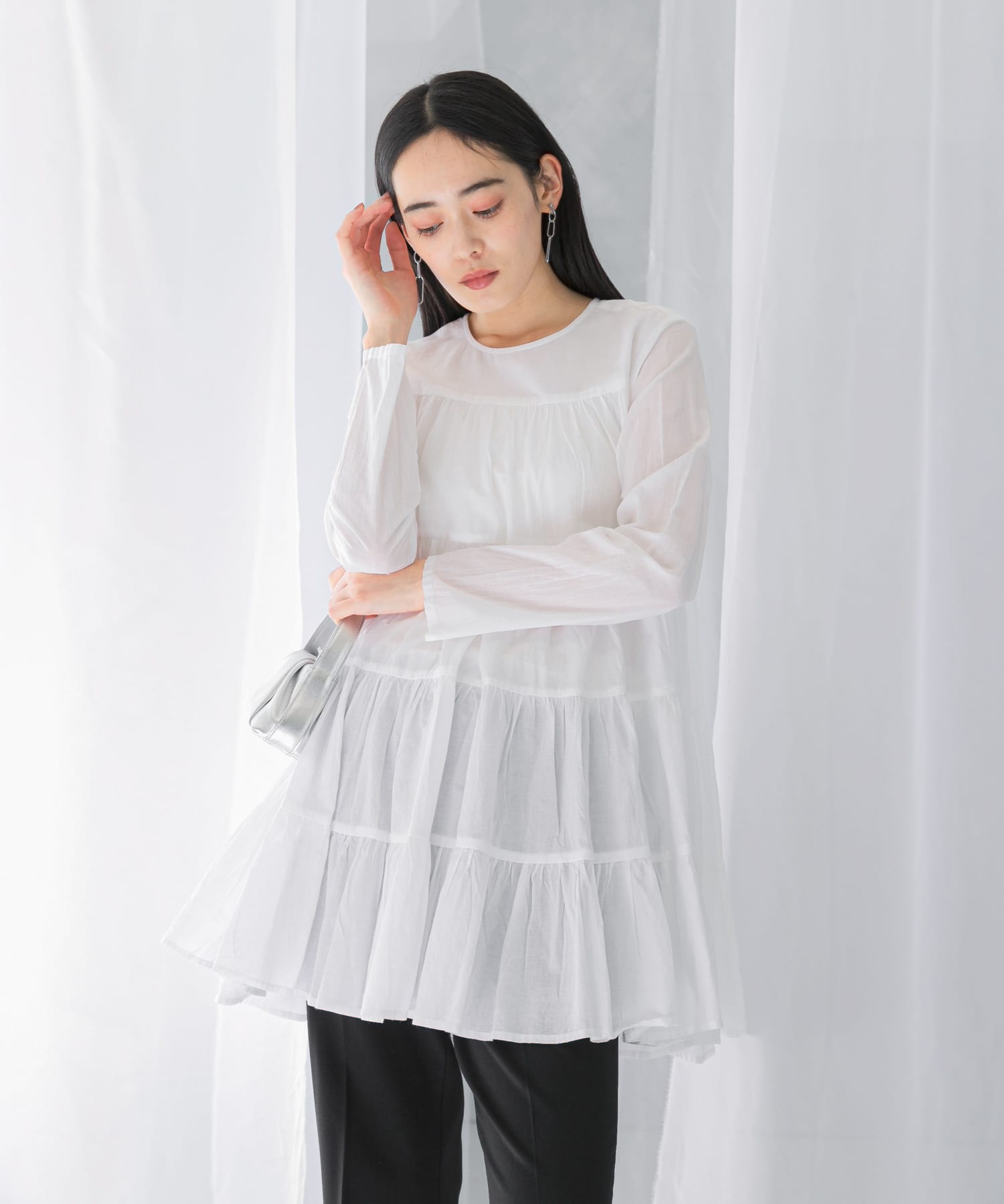 normment　COTTON VOIL TIERED TUNIC