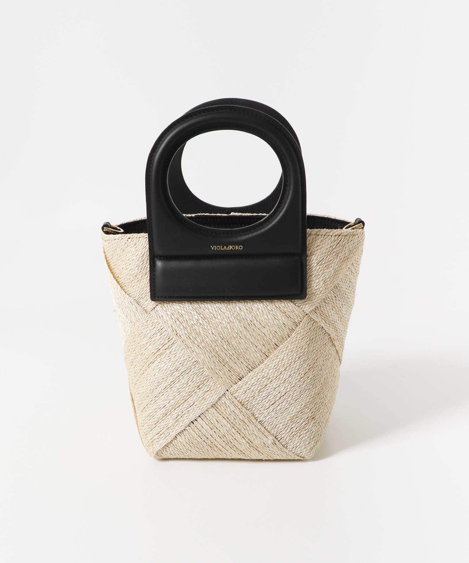 VIOLAd’ORO　アバカメッシュミニバッグ NATU　BLK -