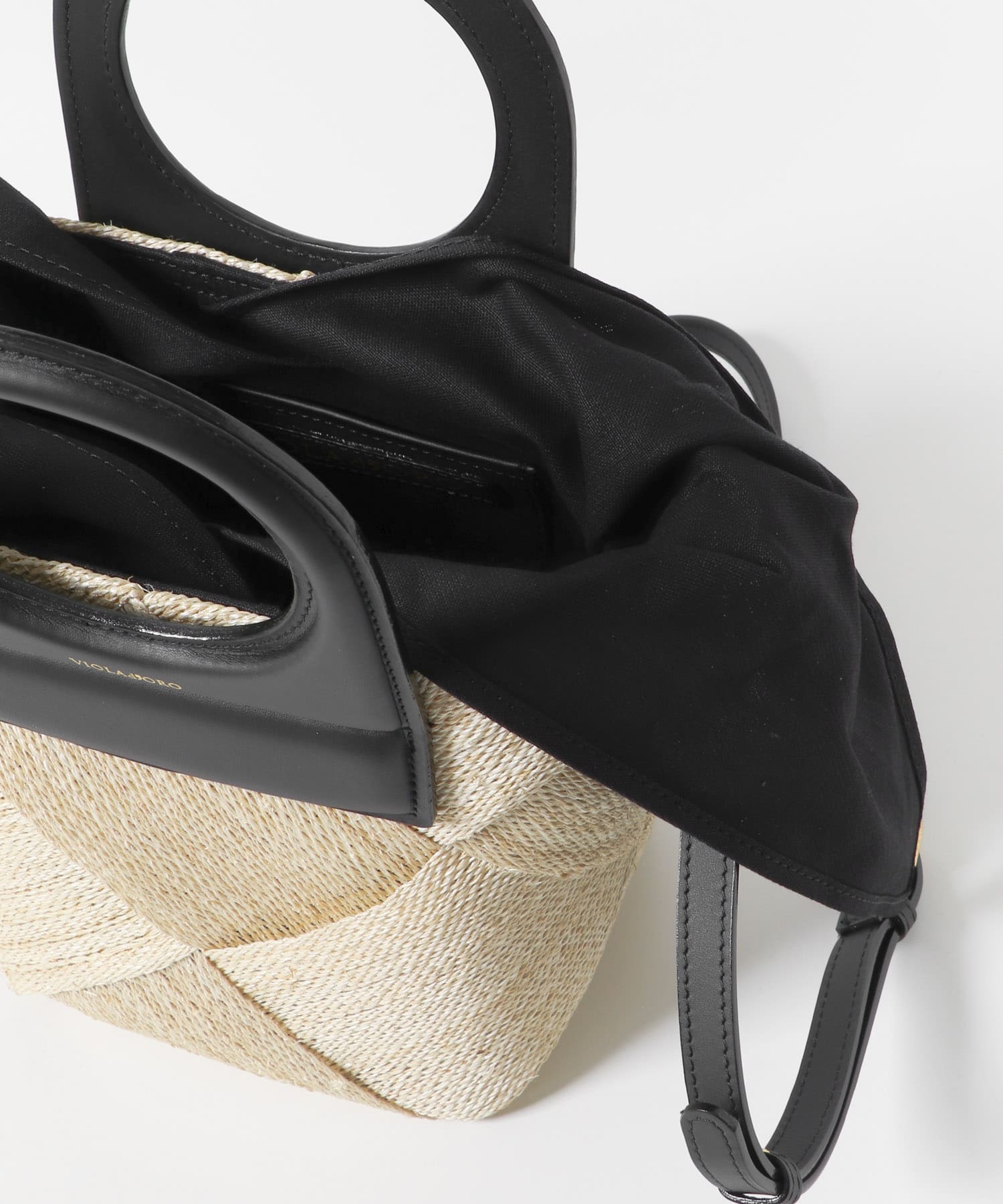 VIOLAd’ORO　アバカメッシュミニバッグ NATU　BLK -