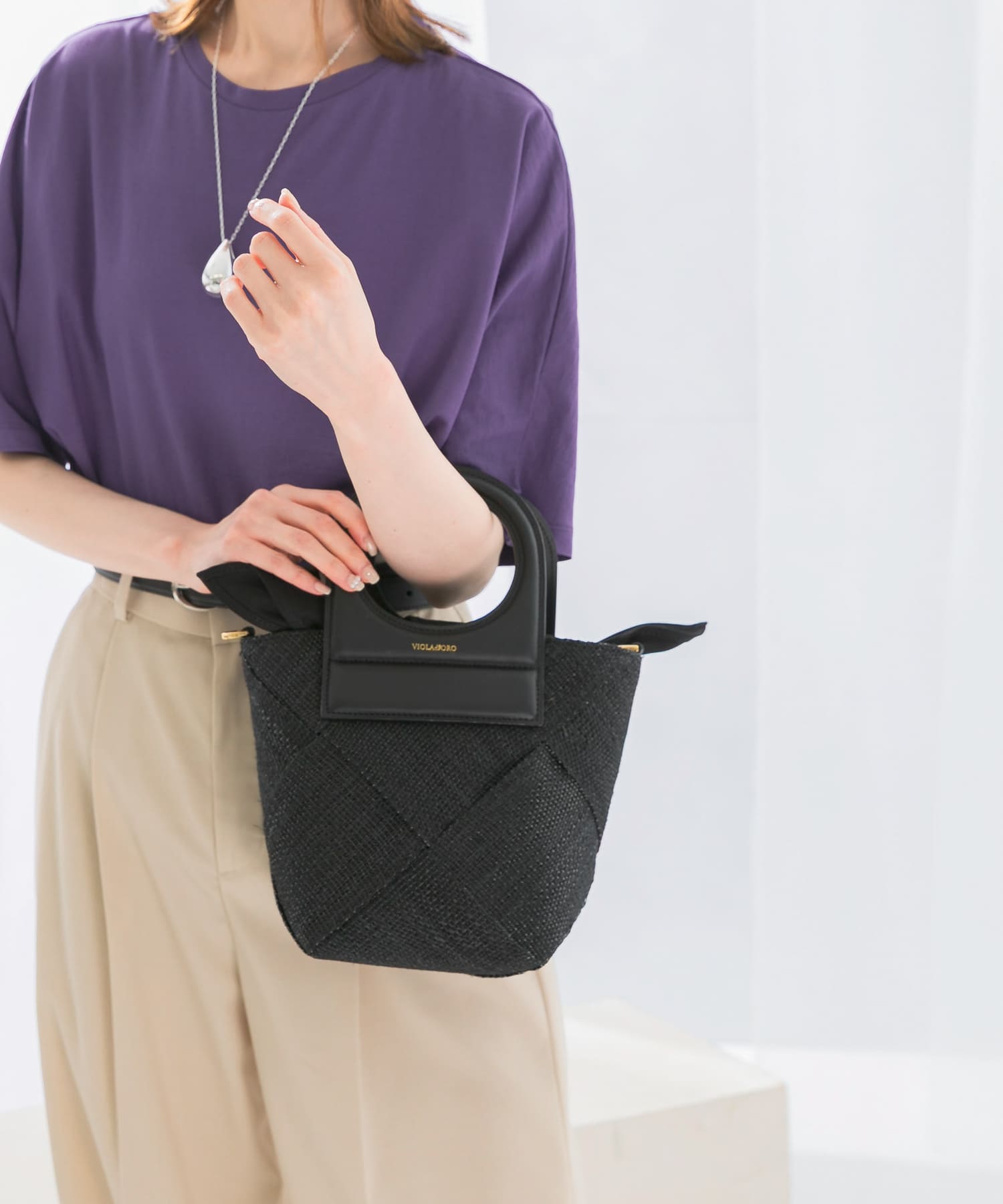 VIOLAd’ORO　アバカメッシュミニバッグ BLK BLK -