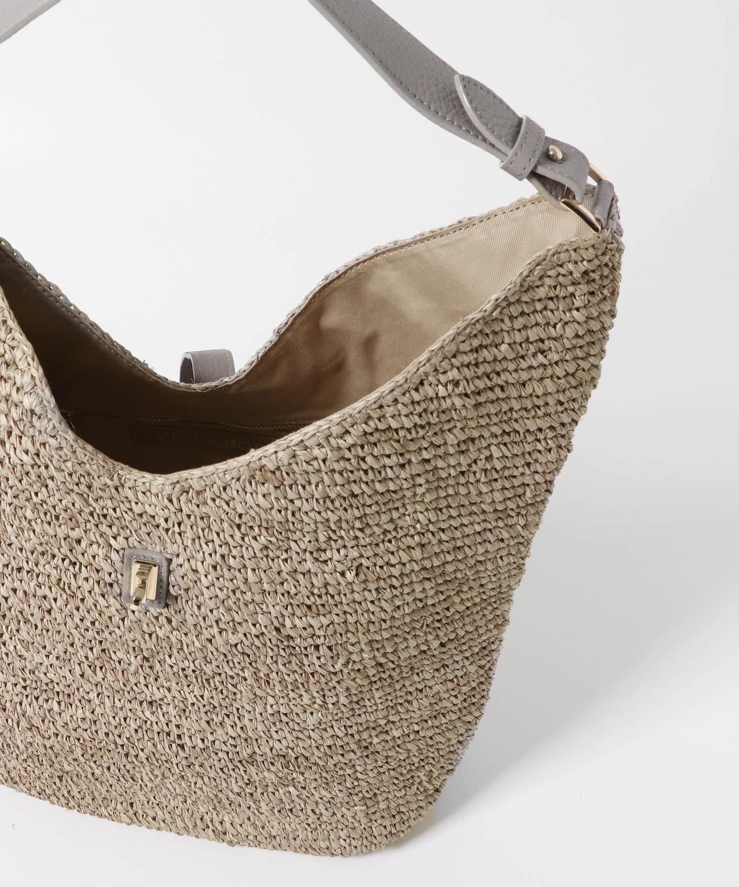 VIOLAd’ORO　ラフィアワンショルダーバッグ WASH BROWN -