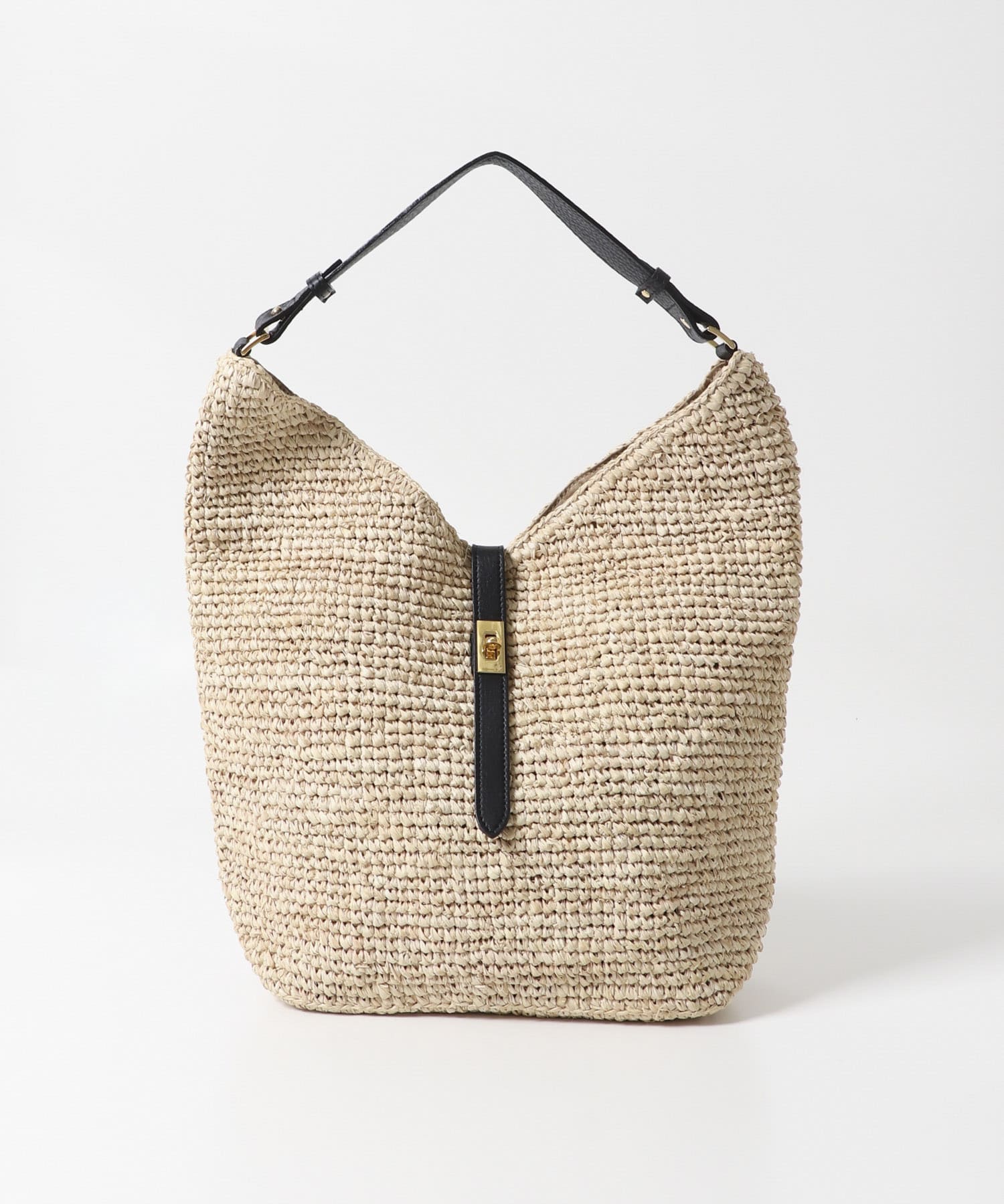 VIOLAd’ORO　ラフィアワンショルダーバッグ NATU　BLK -