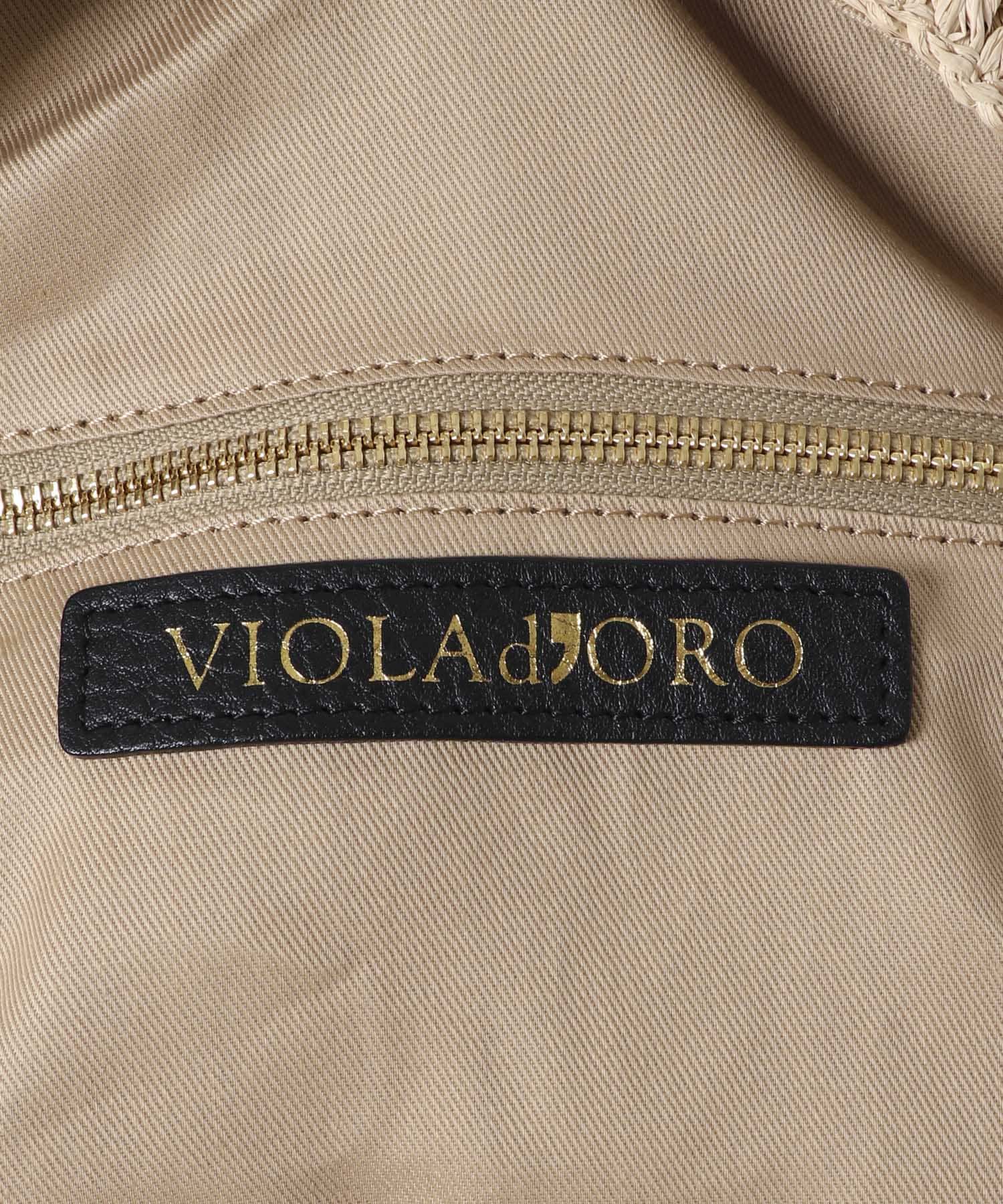 VIOLAd’ORO　ラフィアワンショルダーバッグ NATU　BLK -