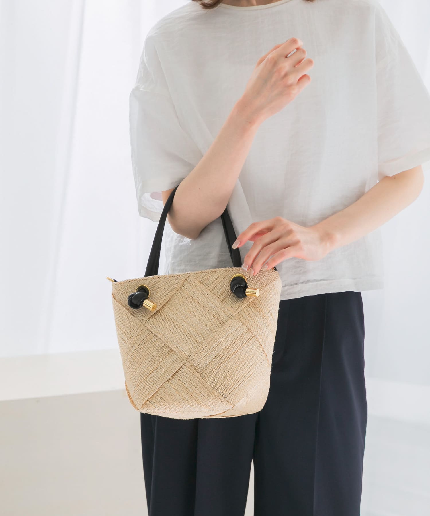 VIOLAd’ORO　アバカメッシュ2WAYバッグ NATU BLK -