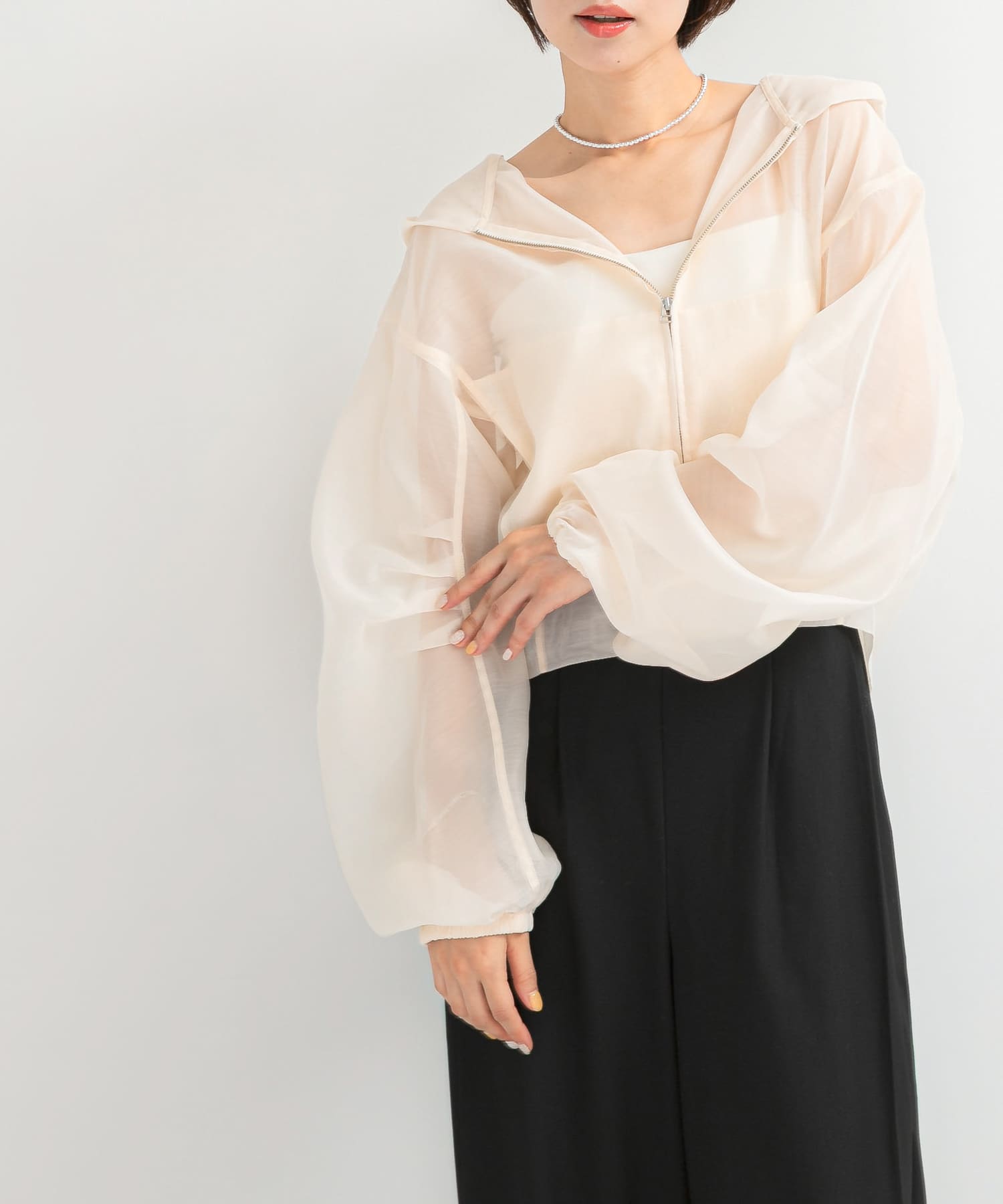 ELENDEEK　HOODIE SHEER BLOUSON