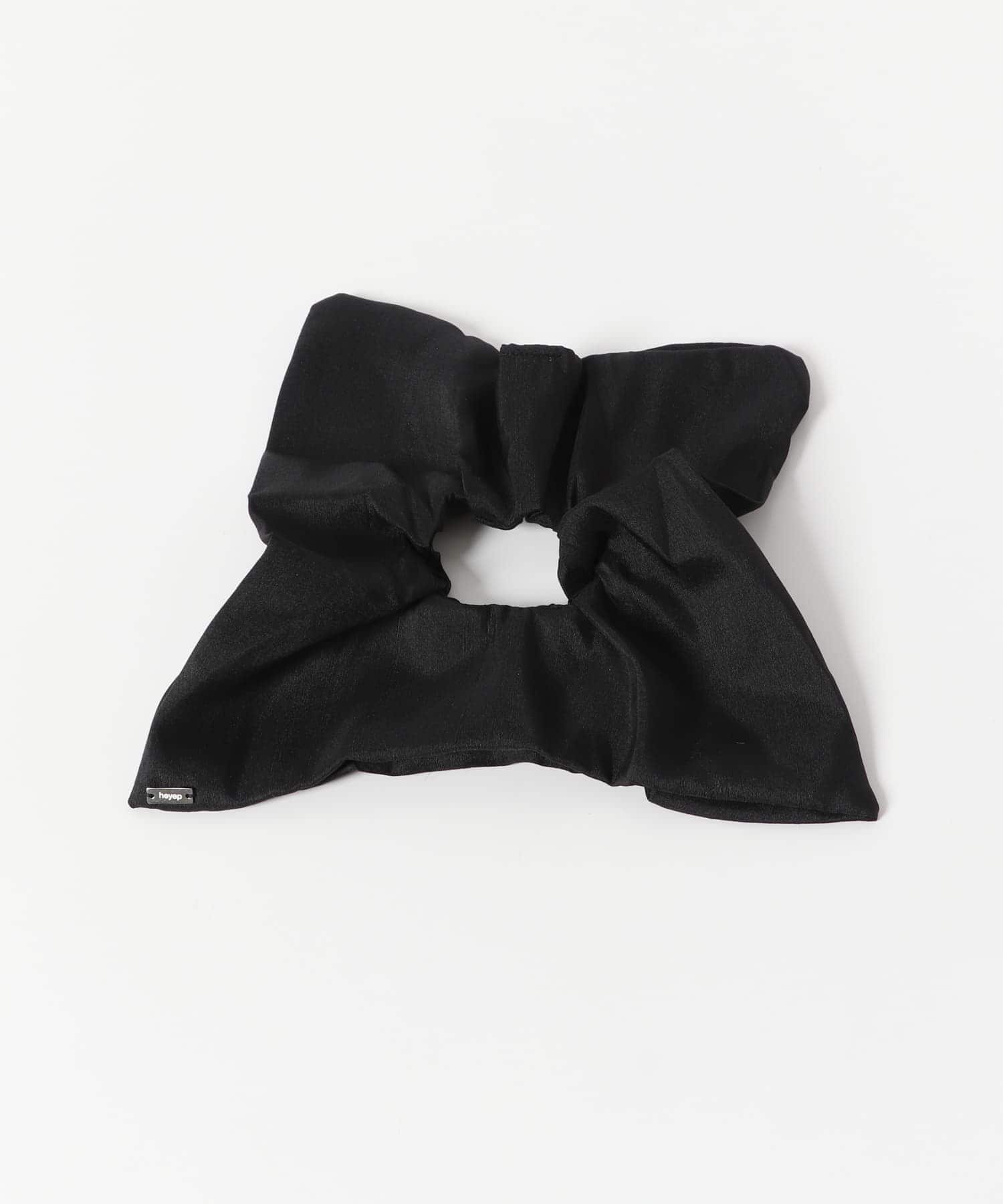 heyep　Silk Square Medium Scrunchie BLACK -