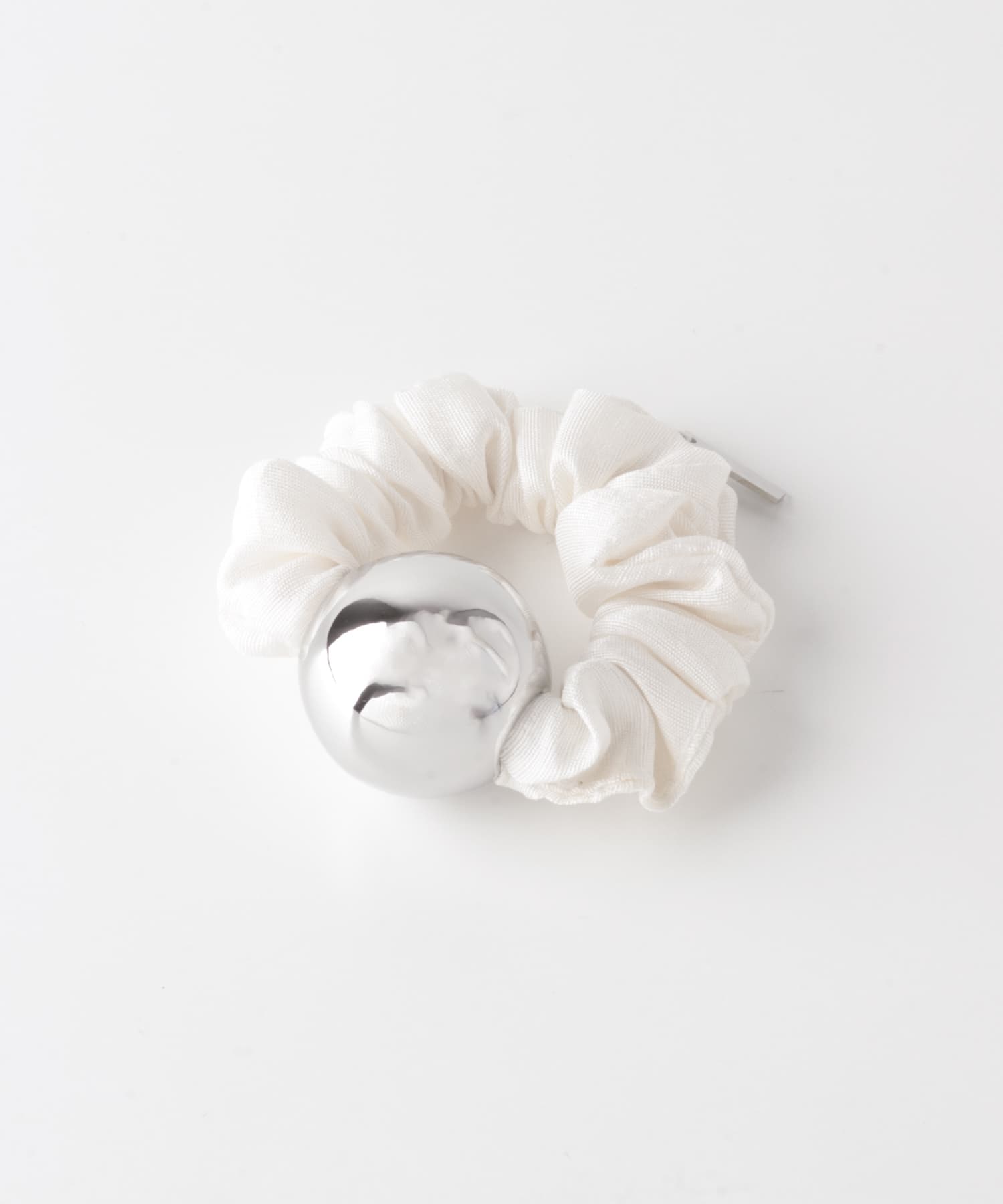 heyep　M Metal Ball Silk Scrunchie WHITE -