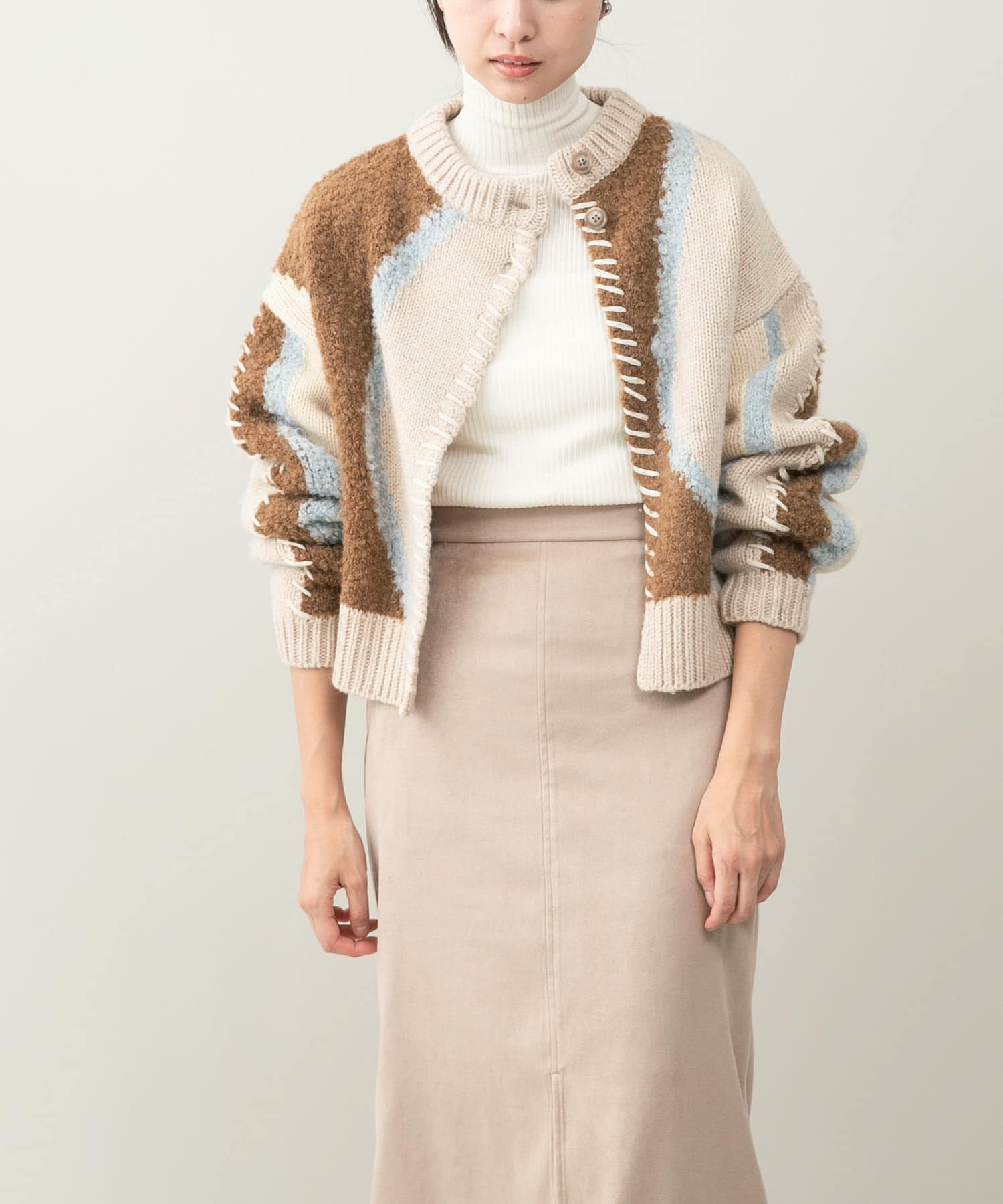 シナリオアート Scenarioart　グッズ　カーディガン　サイズL ネックスカラップハートデザインニットカーディガン[品番