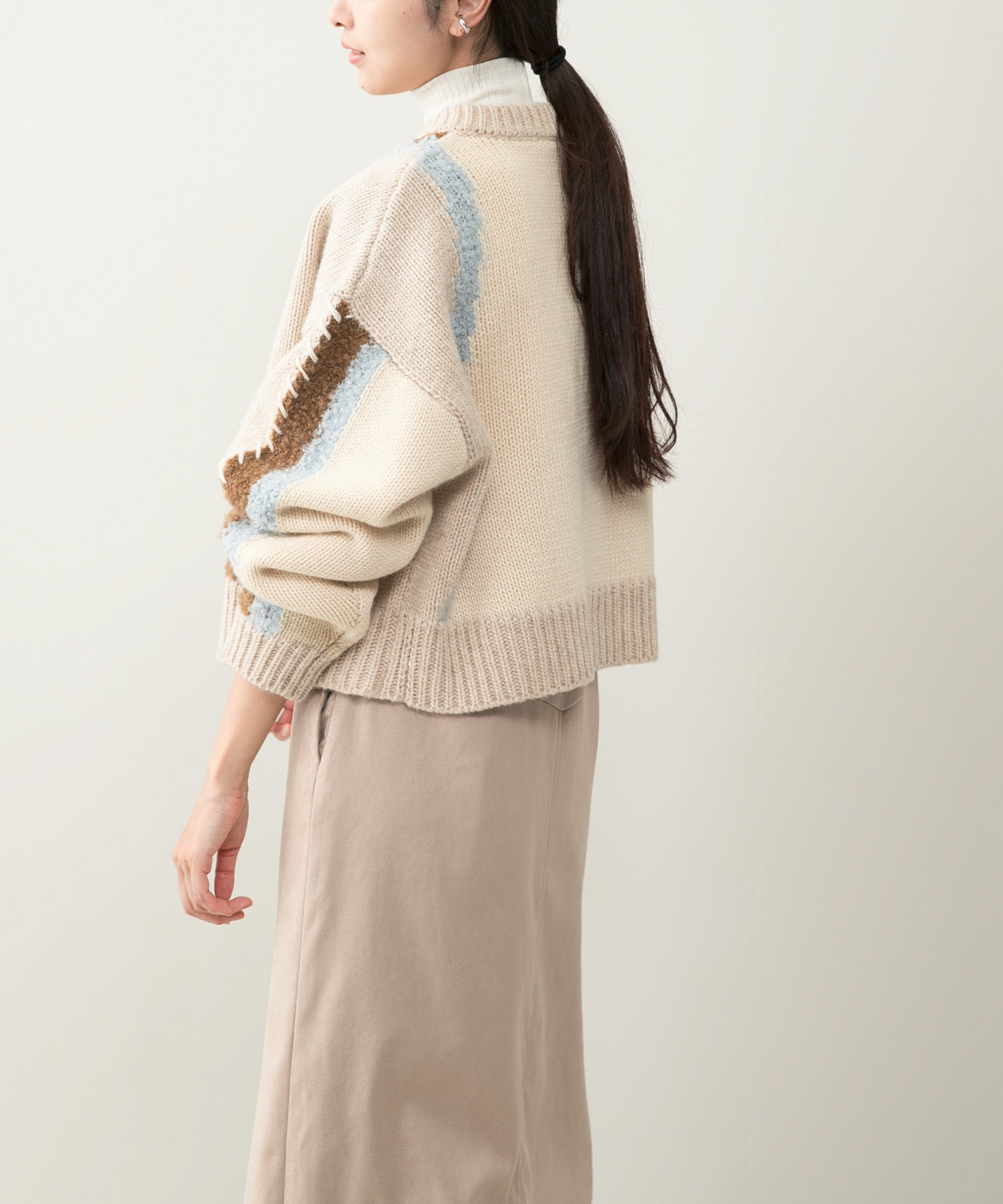 『別注』leinwande×ROSSO　Intarsia Patctwork Cardigan Mix FREE