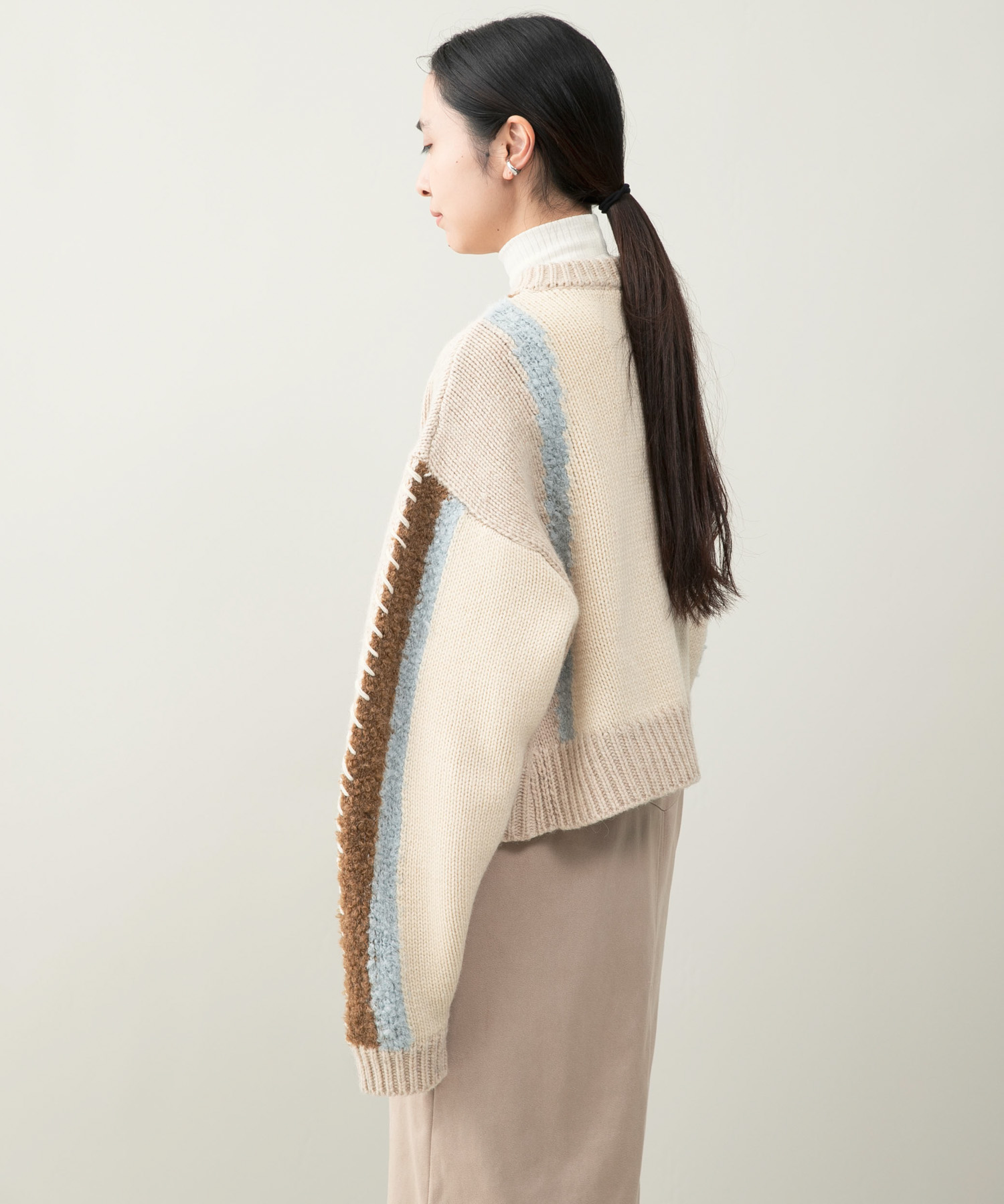 『別注』leinwande×ROSSO　Intarsia Patctwork Cardigan Mix FREE