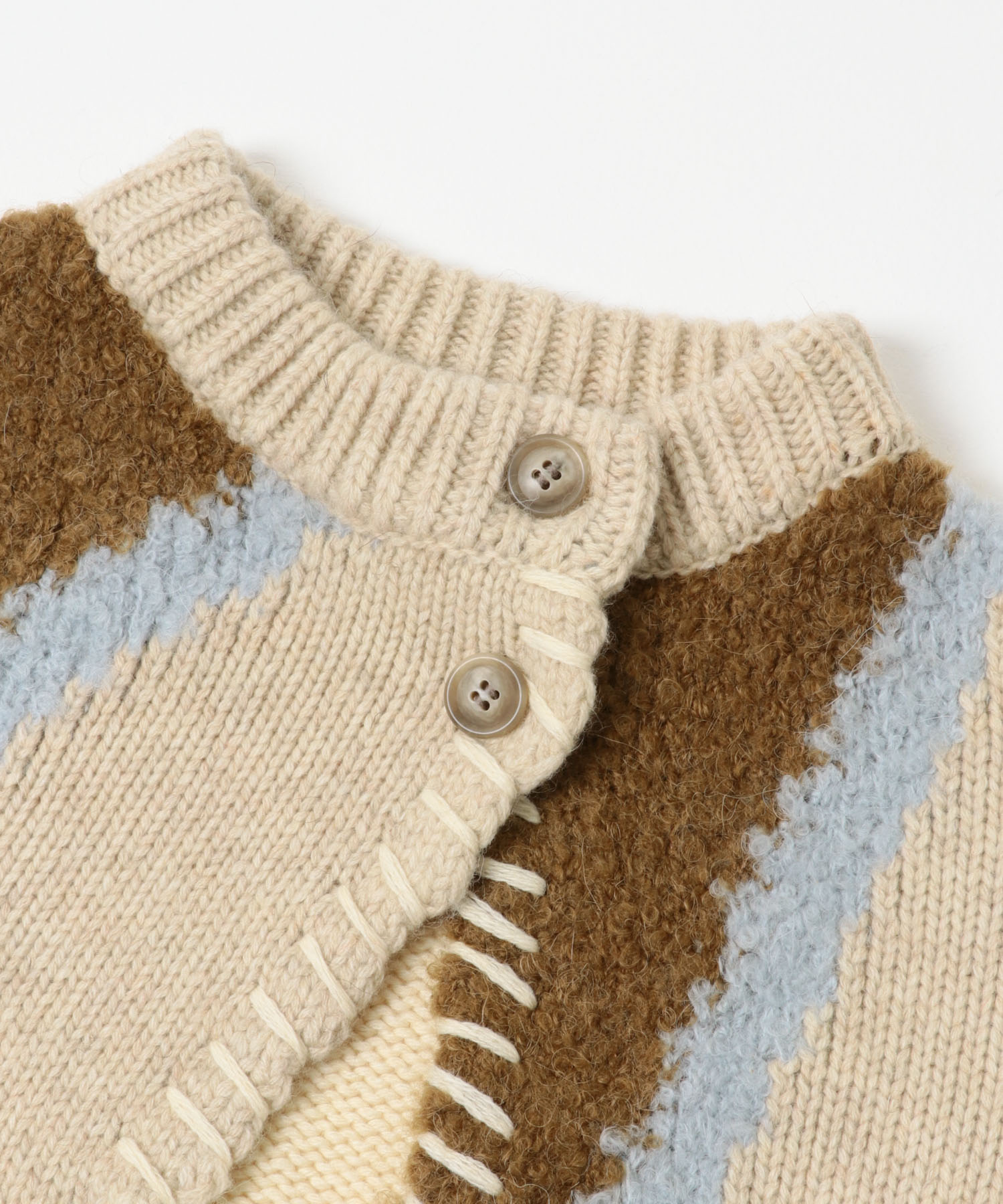 『別注』leinwande×ROSSO　Intarsia Patctwork Cardigan Mix FREE