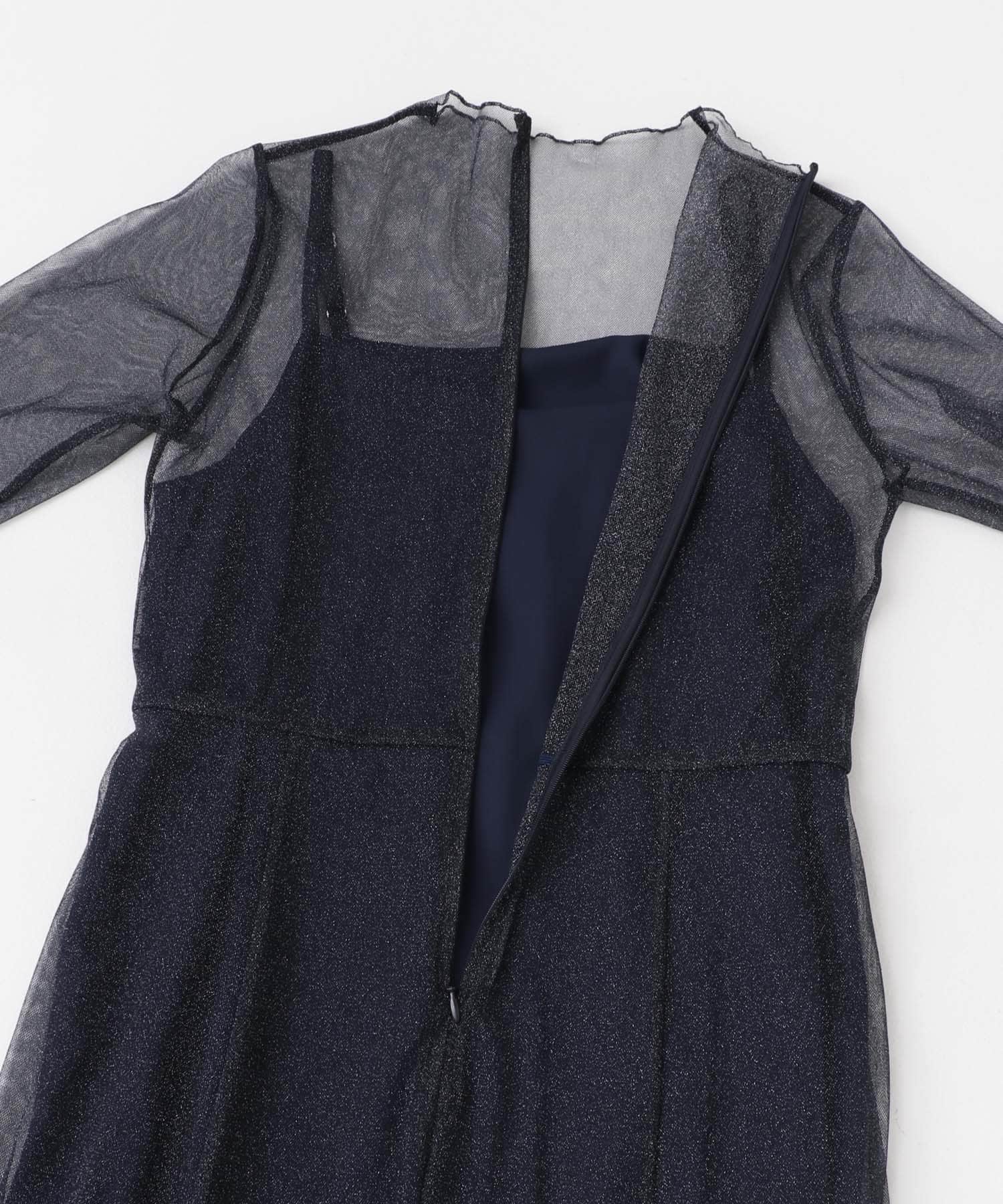 kaene　ラメチュールメローワンピース navy 38