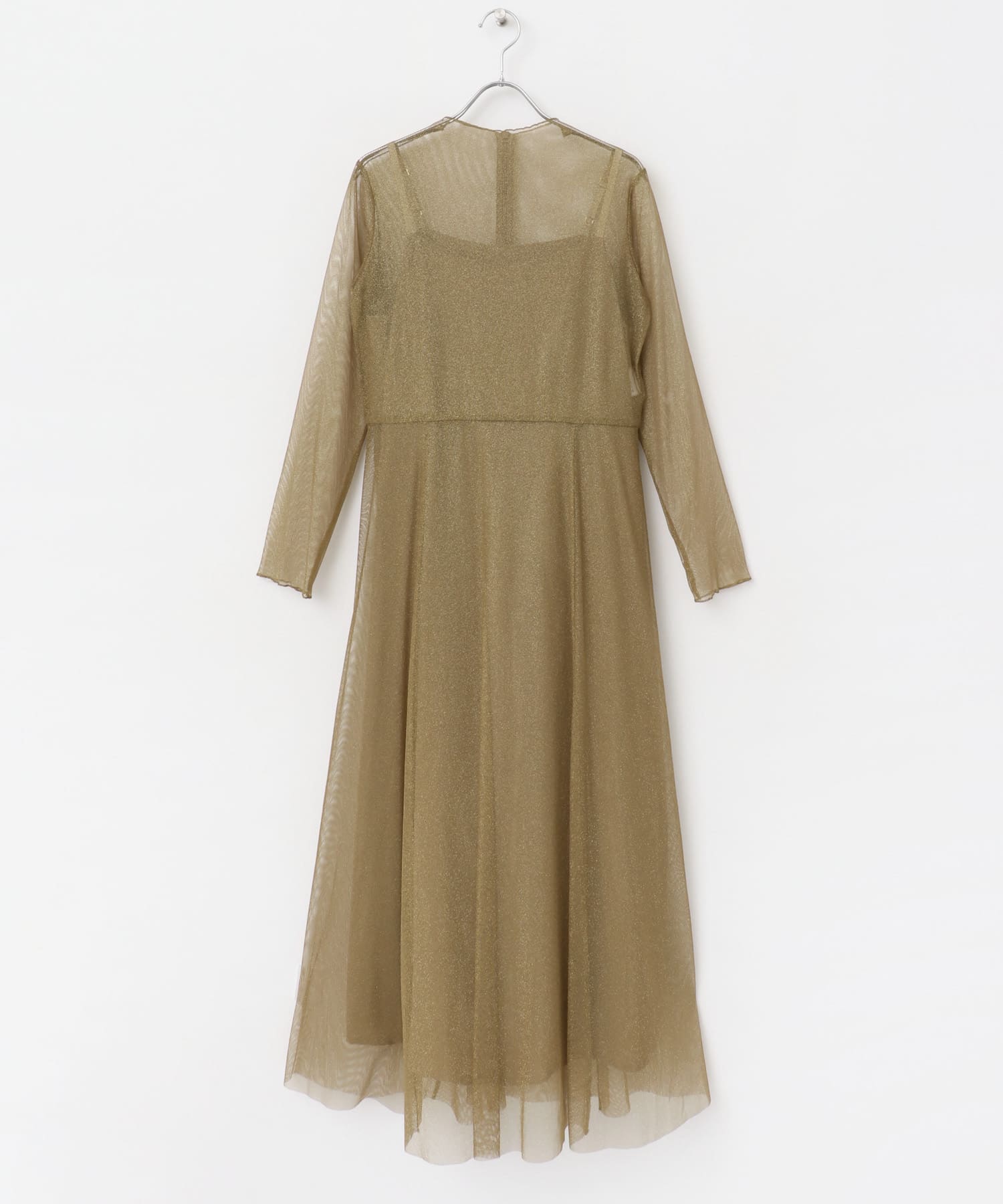 kaene　ラメチュールメローワンピース browngold 38