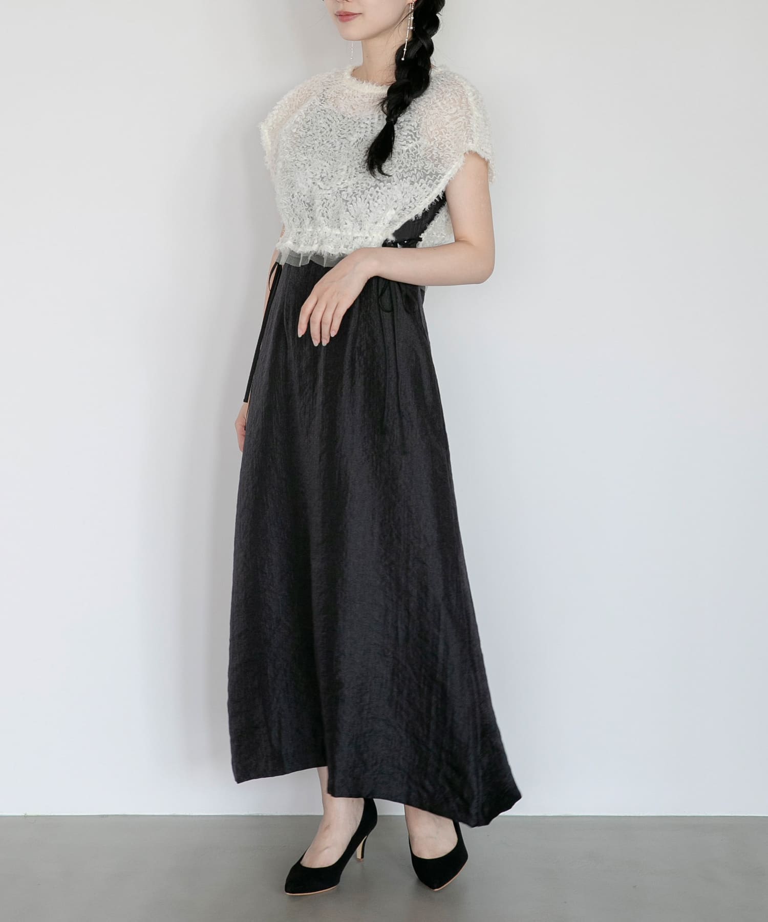 kaene チュールボレロハイウエストドレス(36 offBK): ドレスライン