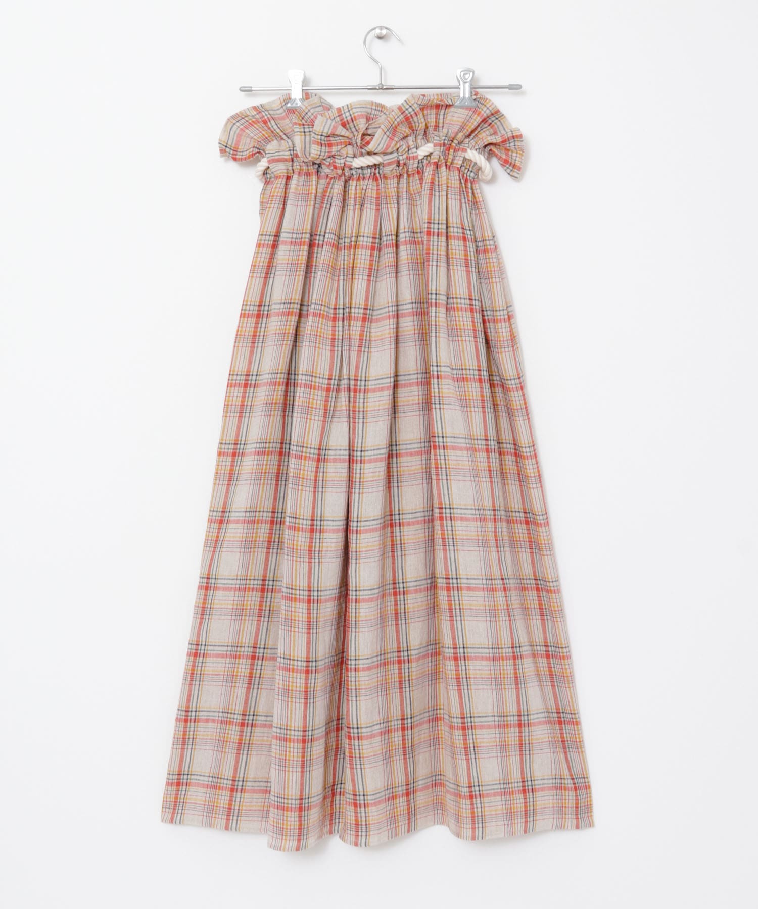 POSTELEGANT　LINEN CHECKSKIRT BEGORG S